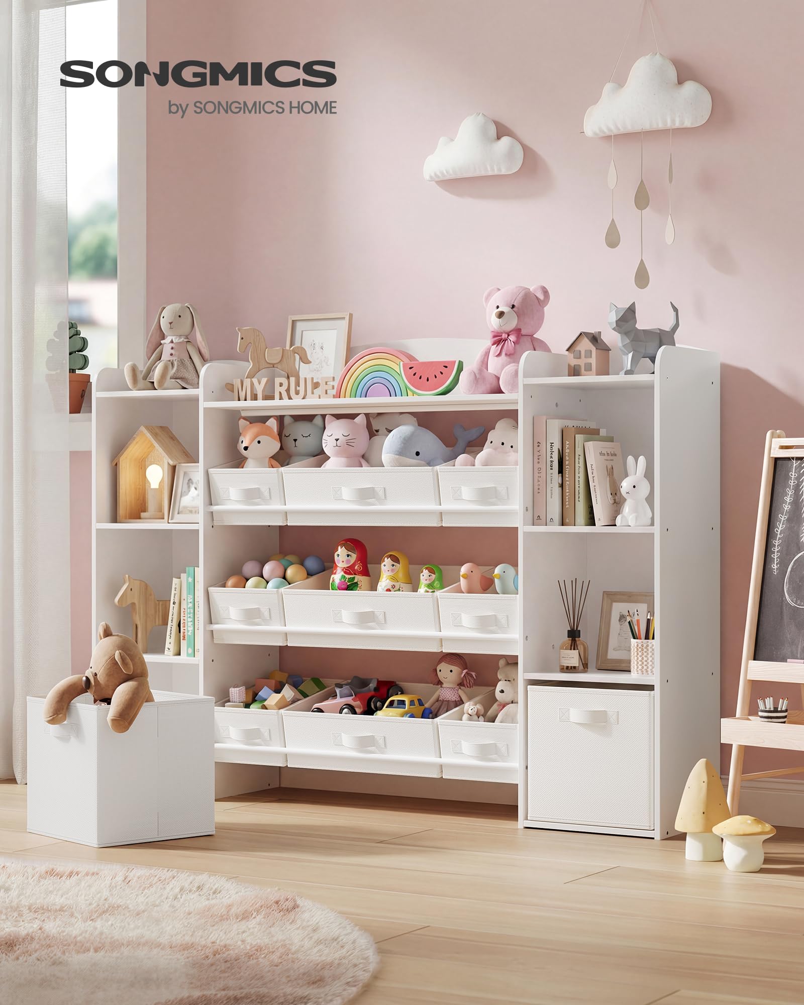 songmics-kinderregal-mit-4-f-chern-und-11-boxen-wei-143-8-cm image 2