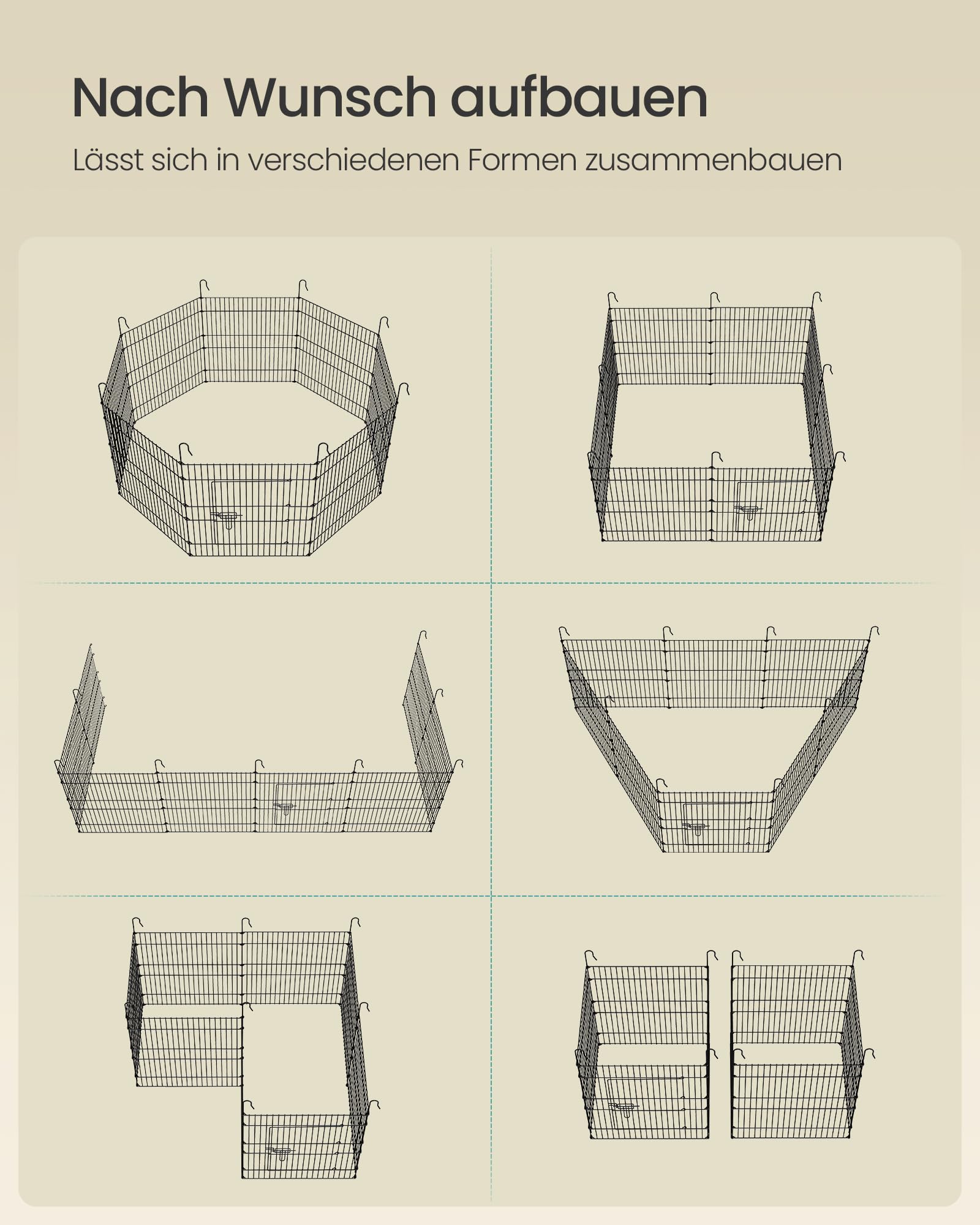 songmics-kleintiergehege-freilaufgehege-8-gitterplatten-mit-abdeckung image 7