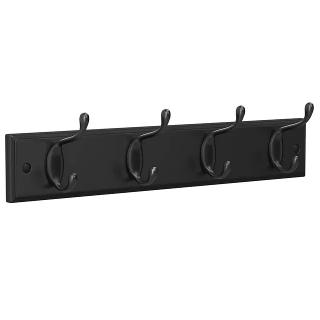 songmics-garderobenleiste-lhr023b01-wandgarderobe-mit-4-doppelhaken-schwarz image 1