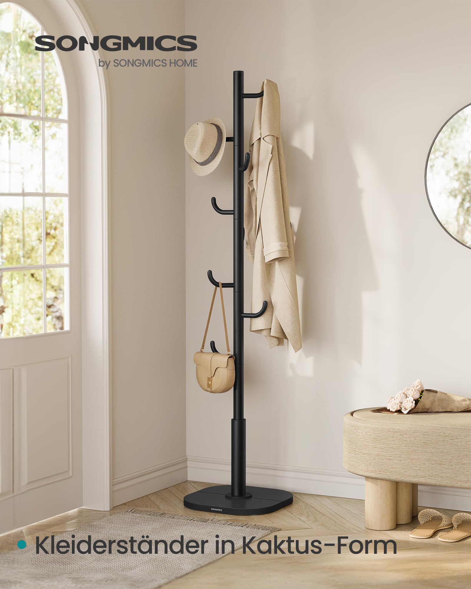 songmics-garderobe-kaktus-form-175-3-cm-schwarz-kleiderst-nder-mit-8-haken image 2