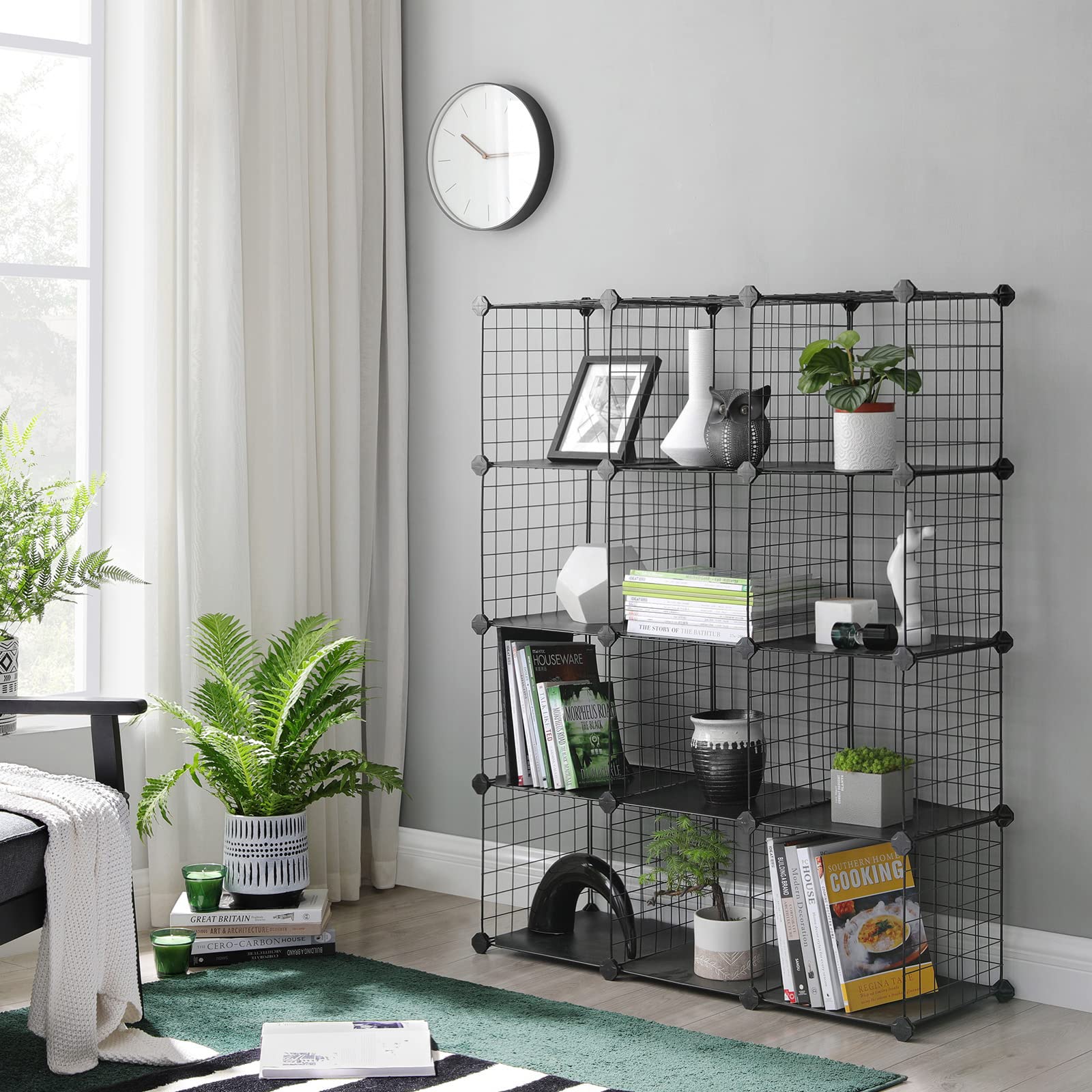 songmics-steckregal-lpi34h-w-rfelregal-12-w-rfel-31-x-93-x-123-cm-schwarz image 2