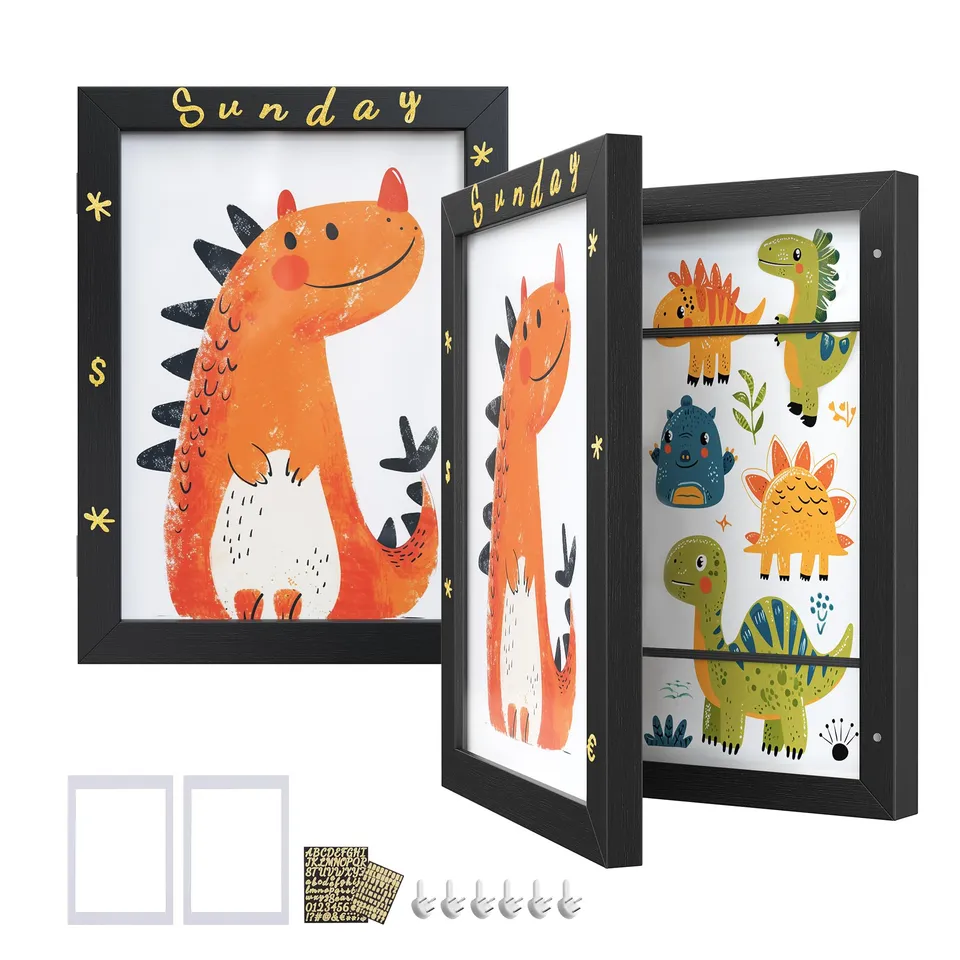 songmics-bilderrahmen-2er-set-a4-rpf052b02-aschschwarz-kinder-kunstrahmen-mit-au image 1