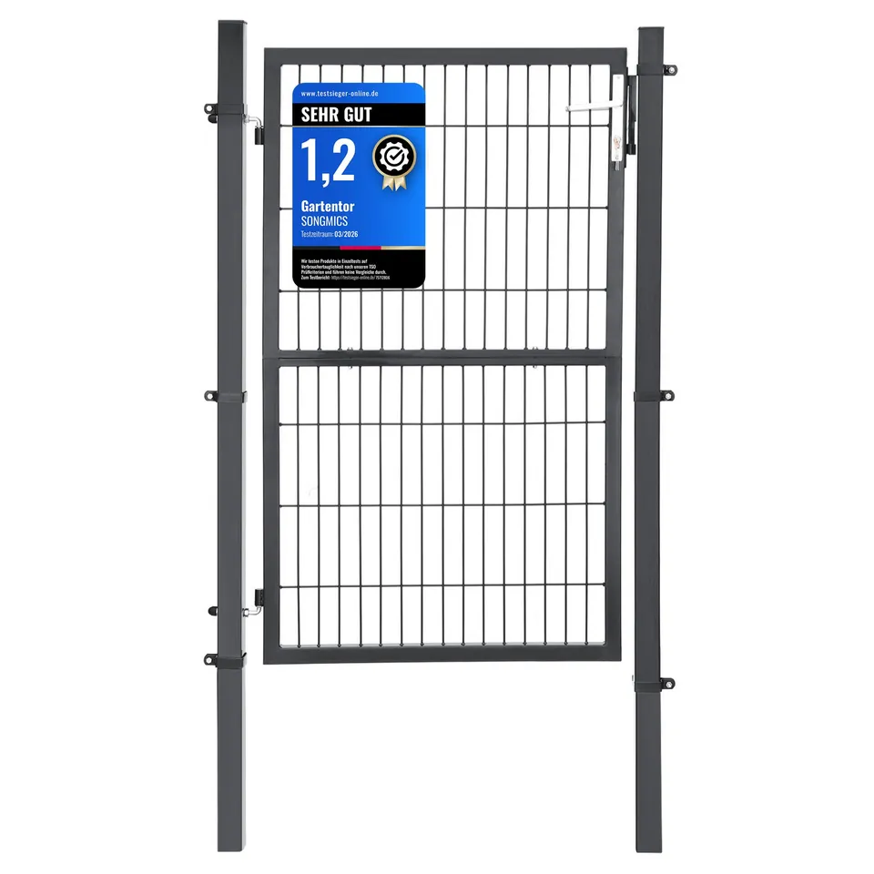 songmics-gartentor-ggd200gy-zauntor-106-x-150-cm-grau-verzinkter-stahl-abschlie- image 1