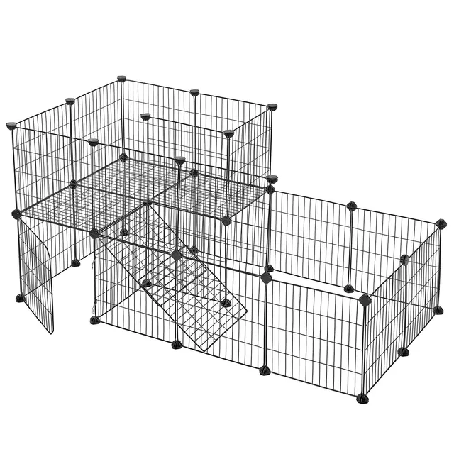 songmics-lpi06h-kleintiergehege-2-ebenen-143-x-73-x-71-cm-schwarz image 1