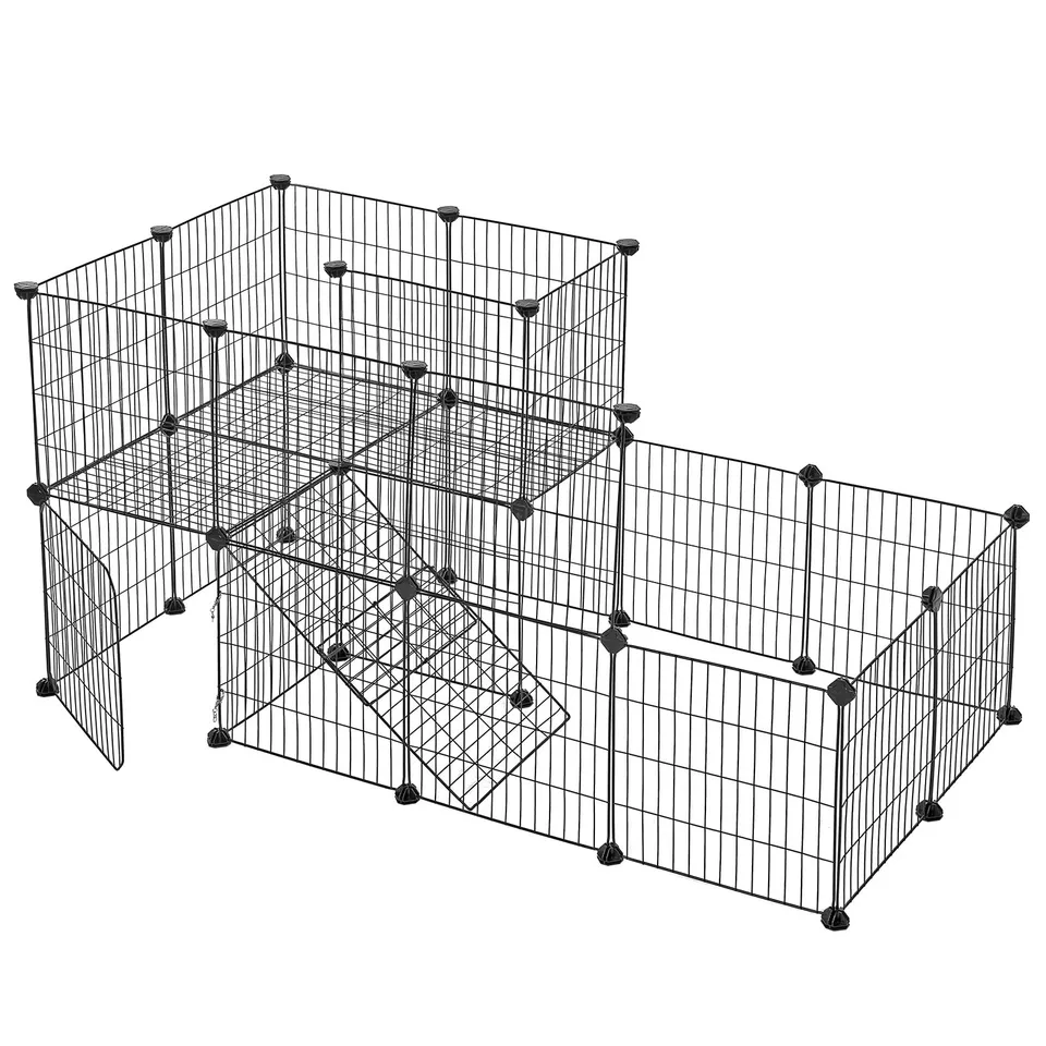 songmics-lpi06h-kleintiergehege-2-ebenen-143-x-73-x-71-cm-schwarz image 1