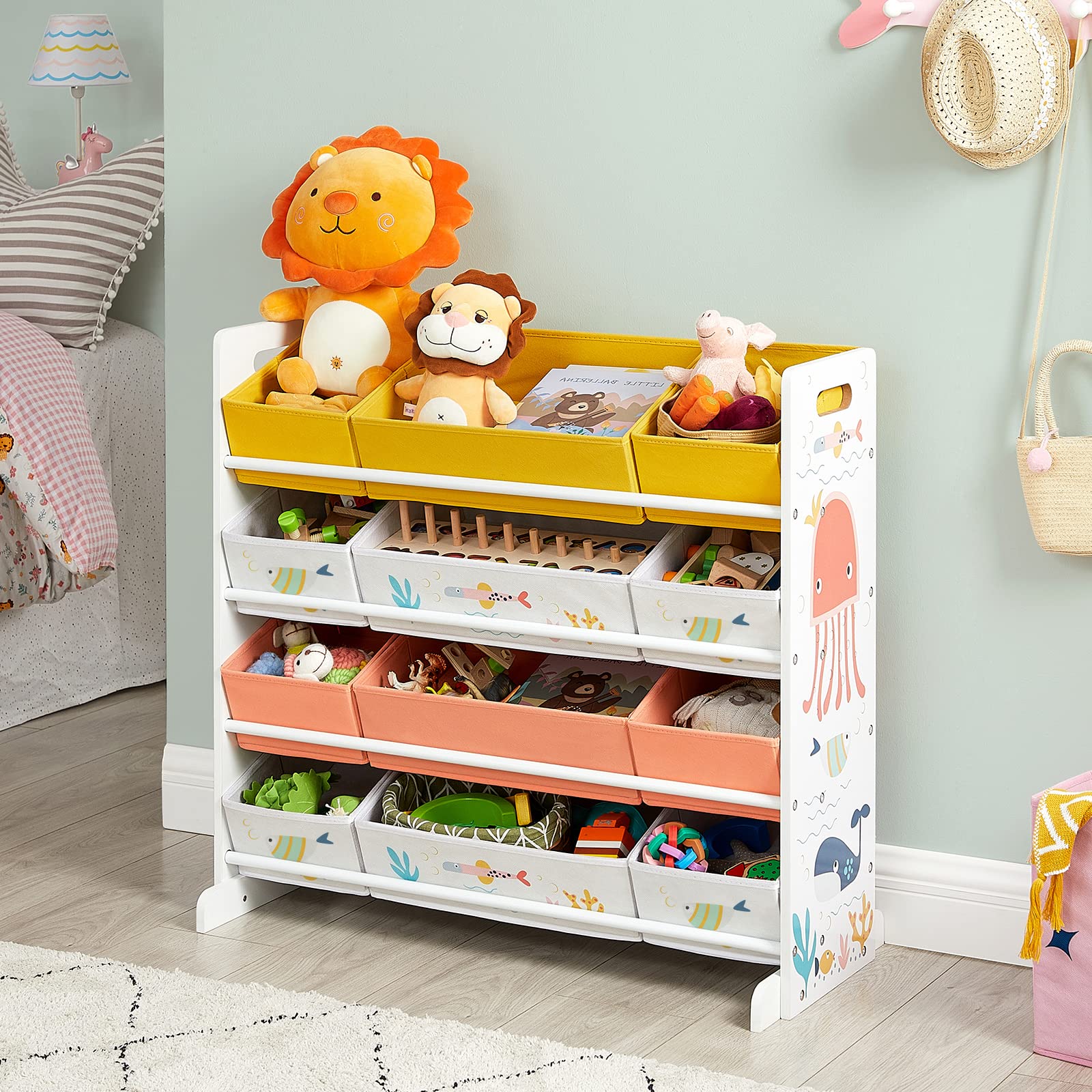 songmics-spielzeugregal-gkrs04wt-mit-12-stoffboxen-kinderzimmer-organizer-wei image 4