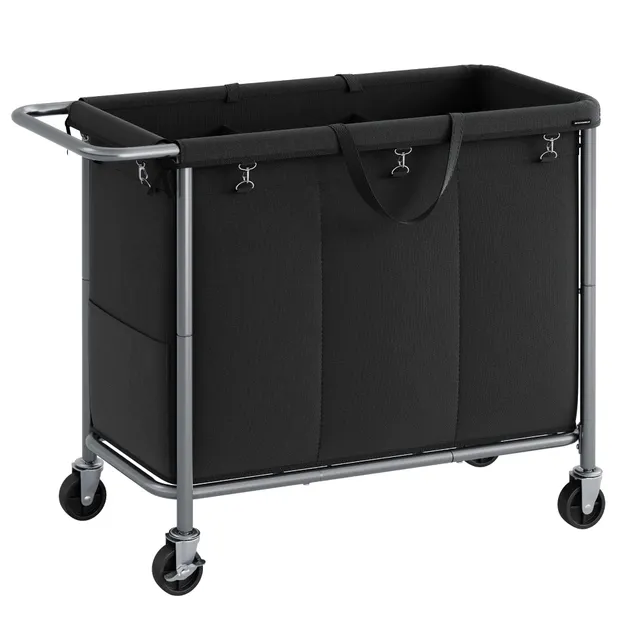 songmics-w-schekorb-3-f-cher-200-liter-mit-rollen-tintenschwarz-rls005b01 image 1