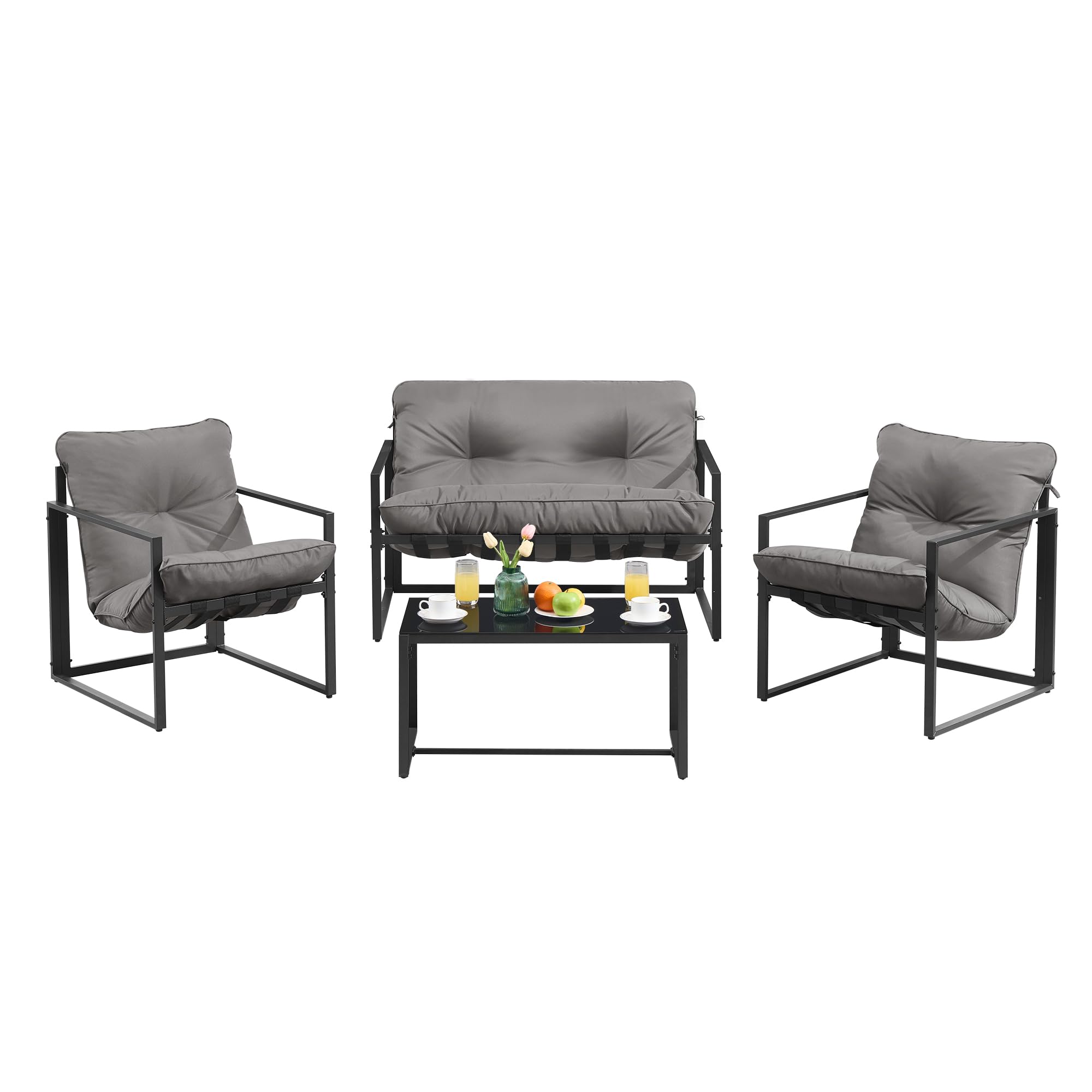songmics-gartenm-bel-set-ggf040gz01-4-teilig-grau-2-st-hle-tisch-bank-mit-kissen image 1
