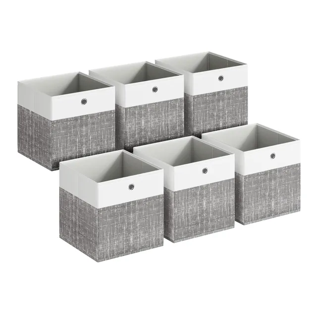 songmics-aufbewahrungsbox-rfb430gm02-6er-set-30x30x30-cm-wolkenwei-schilfgrau image 1