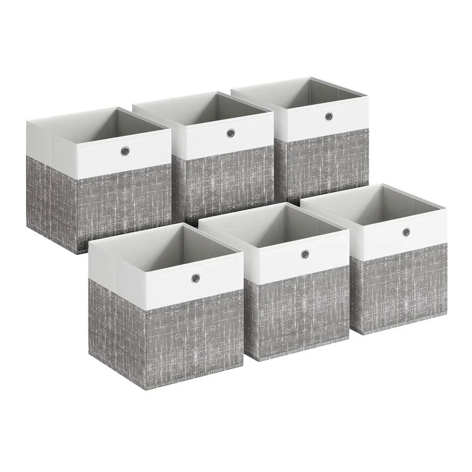 songmics-aufbewahrungsbox-rfb430gm02-6er-set-30x30x30-cm-wolkenwei-schilfgrau image 1