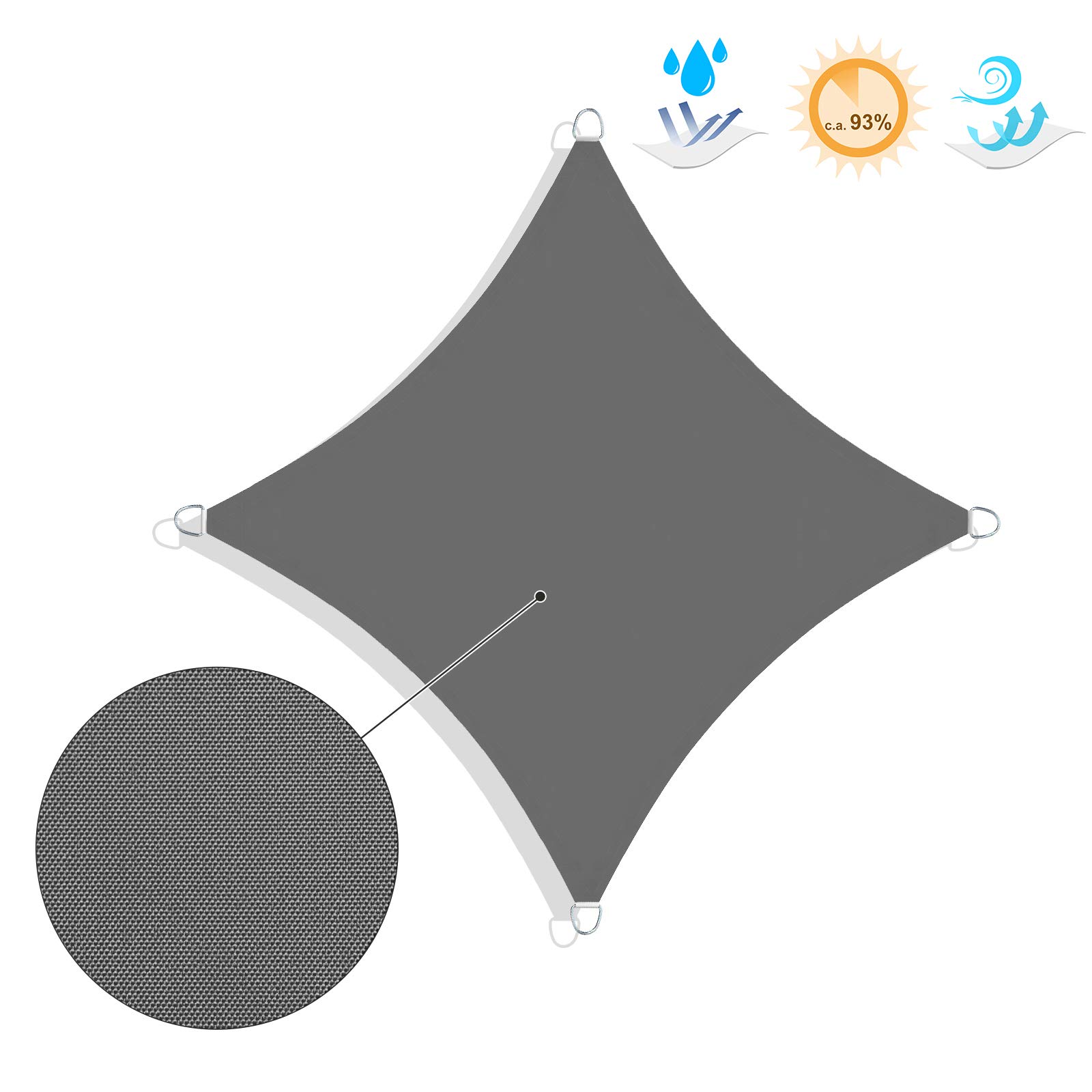 songmics-sonnensegel-3-6-x-3-6-m-quadratisch-wasserfest-rauchgrau image 4