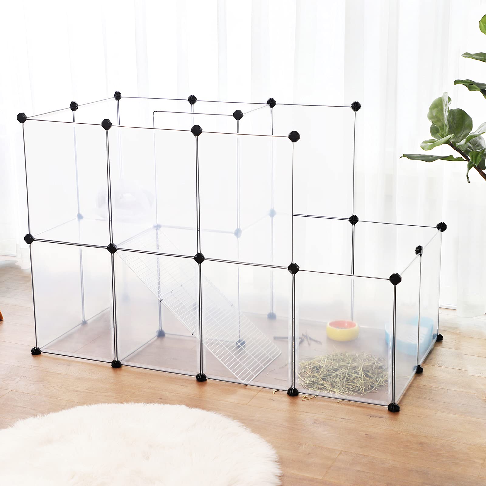 songmics-laufgitter-lpc03w-f-r-meerschweinchen-modular-transparent-143-x-73-x-93 image 2