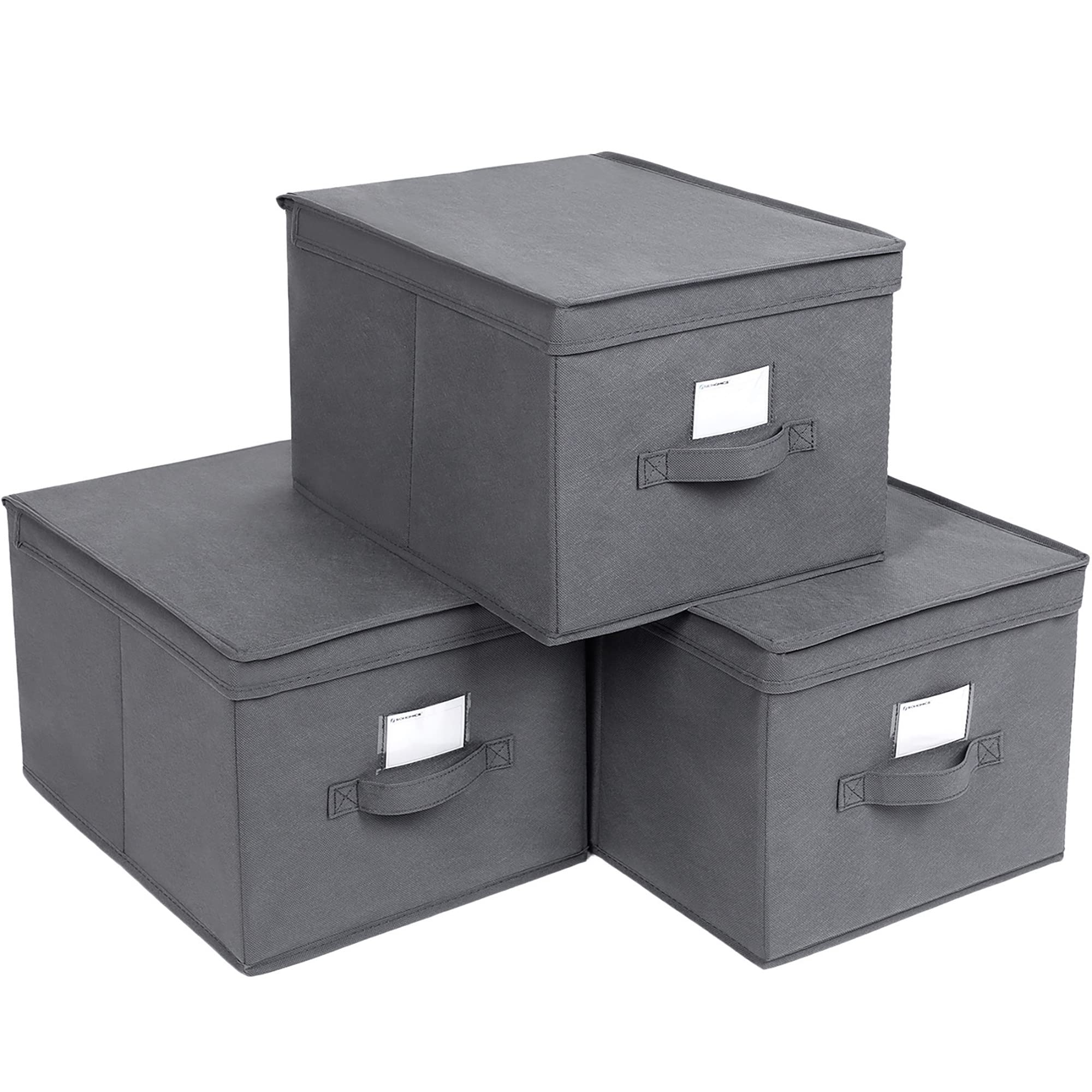 songmics-aufbewahrungsbox-rfb03g-3er-set-faltbox-mit-deckel-40-x-30-x-25-cm-grau image 1