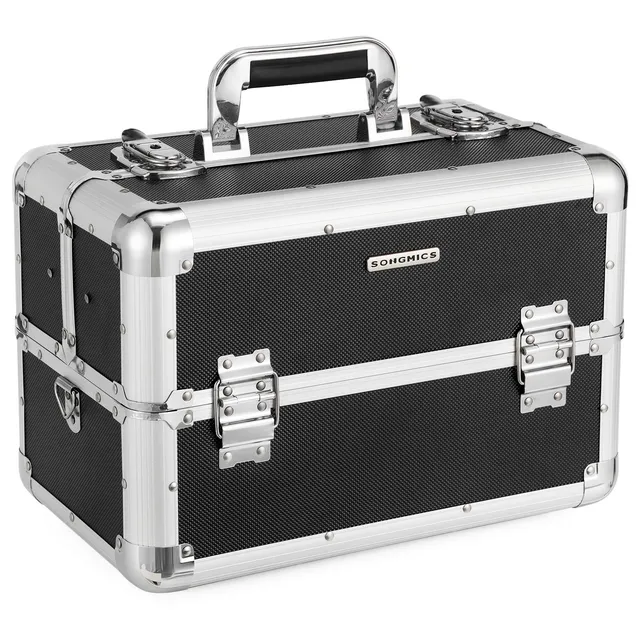 songmics-kosmetikkoffer-xxl-alu-36-5-cm-schwarz image 1