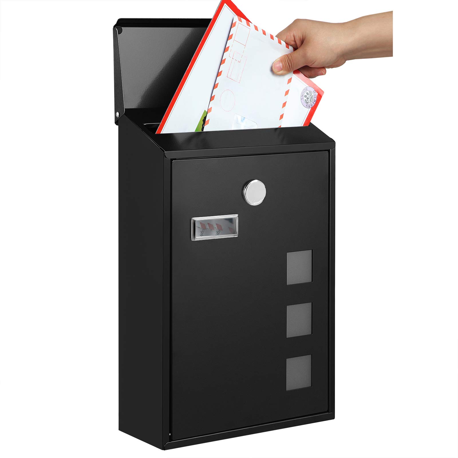 songmics-wandbriefkasten-gmb031b02-briefkasten-mit-sichtfenster-und-schloss-schw image 5