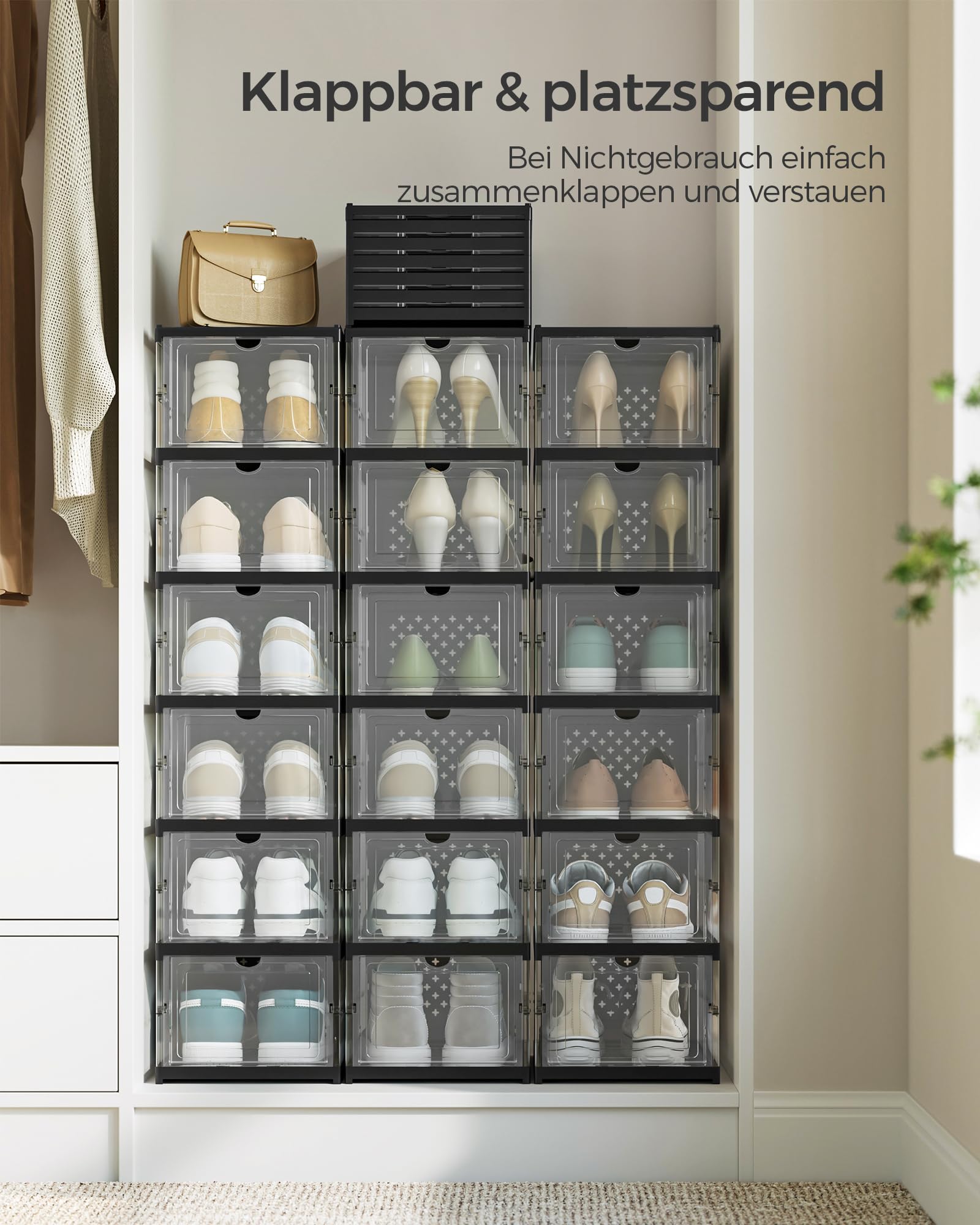 songmics-schuhschrank-3er-set-mit-18-schuhboxen-transparent-tintenschwarz-lsp207 image 7