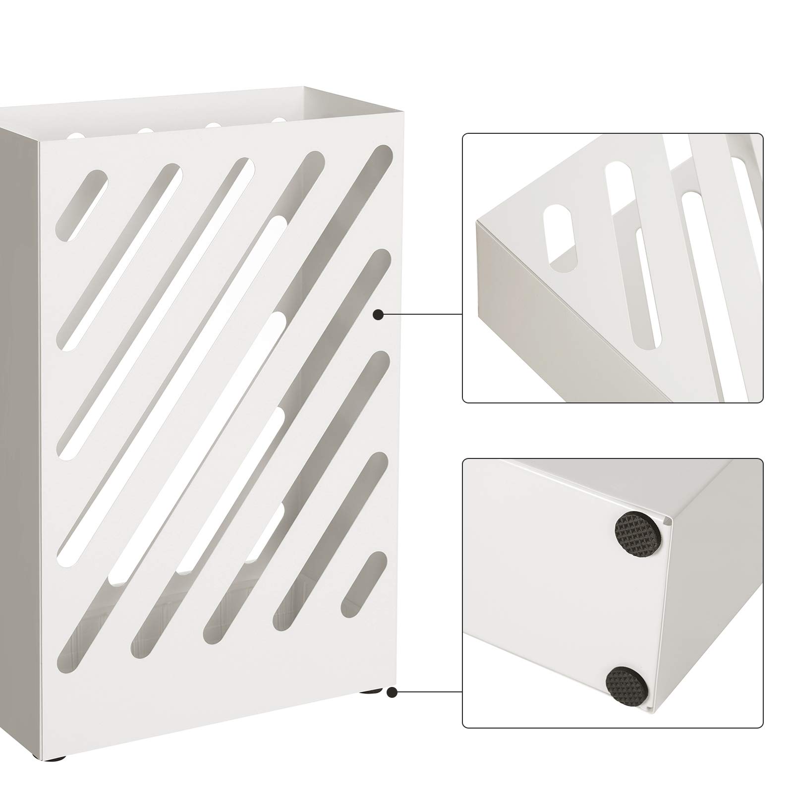 songmics-regenschirmst-nder-rechteckig-metall-wei-mit-haken-luc03wt image 6