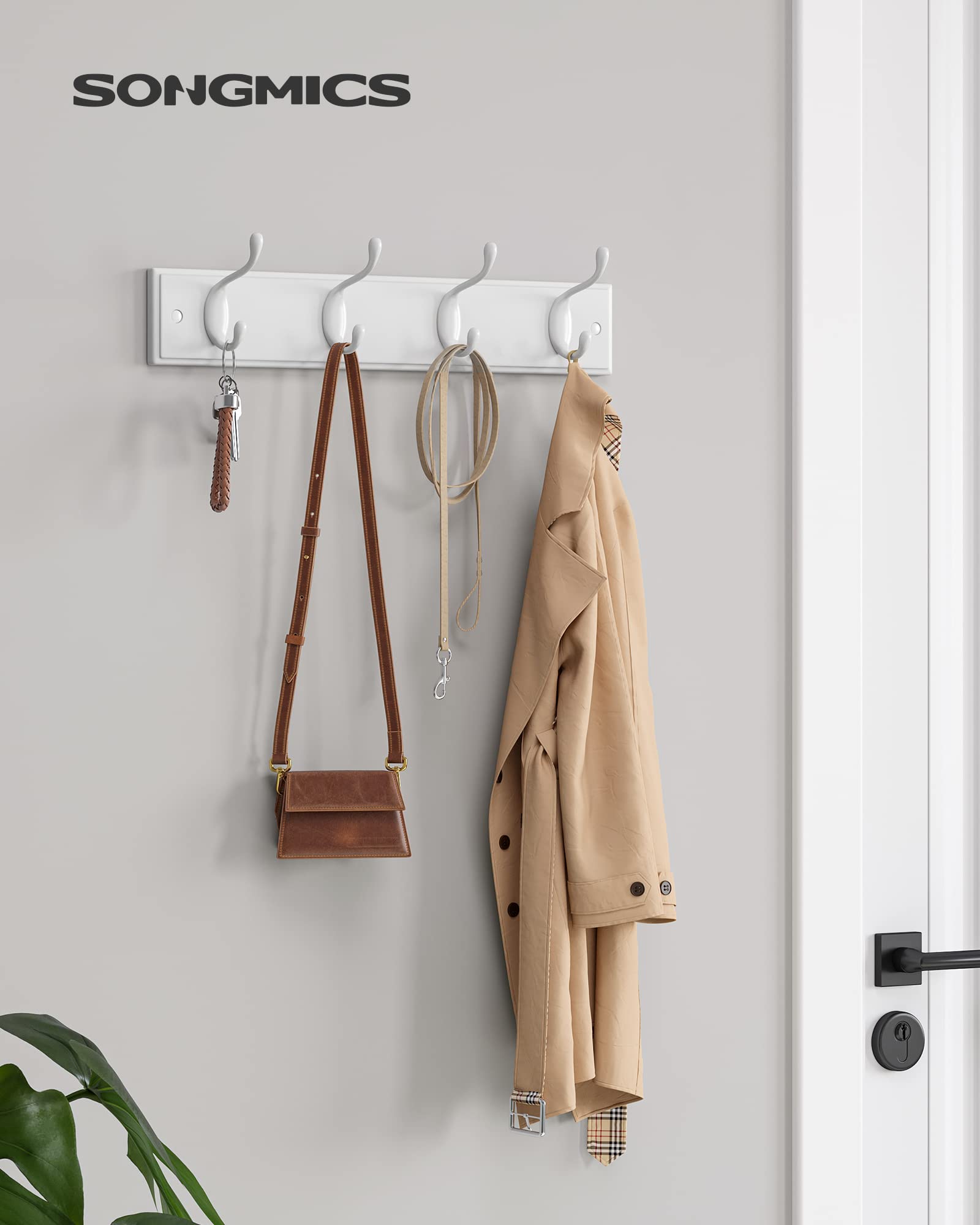 songmics-wandgarderobe-lhr23wt-garderobenleiste-mit-4-doppelhaken-hellwarmwei image 2