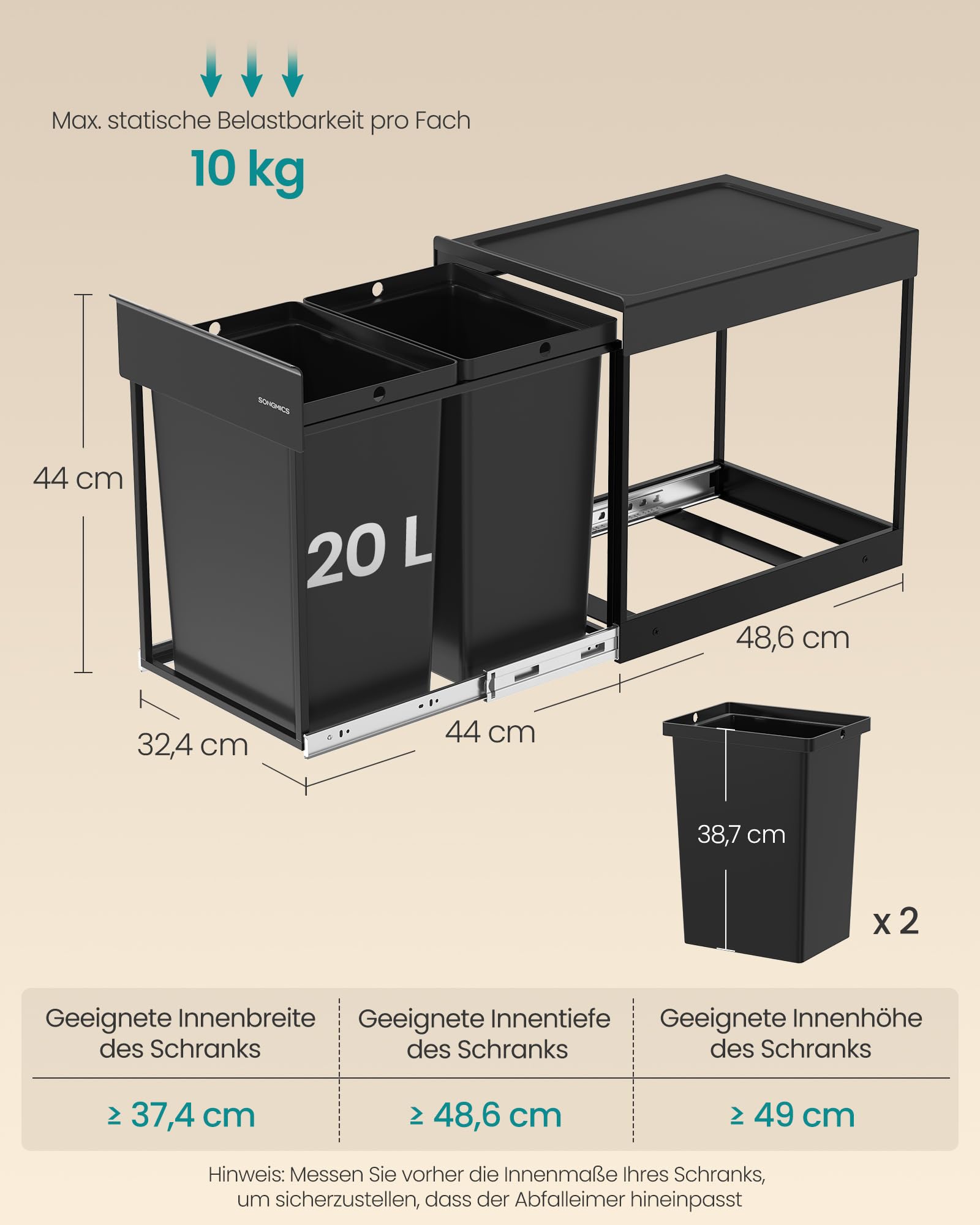 songmics-m-lltrennsystem-unterschrank-2x20-l-tintenschwarz-ltb951b01 image 4