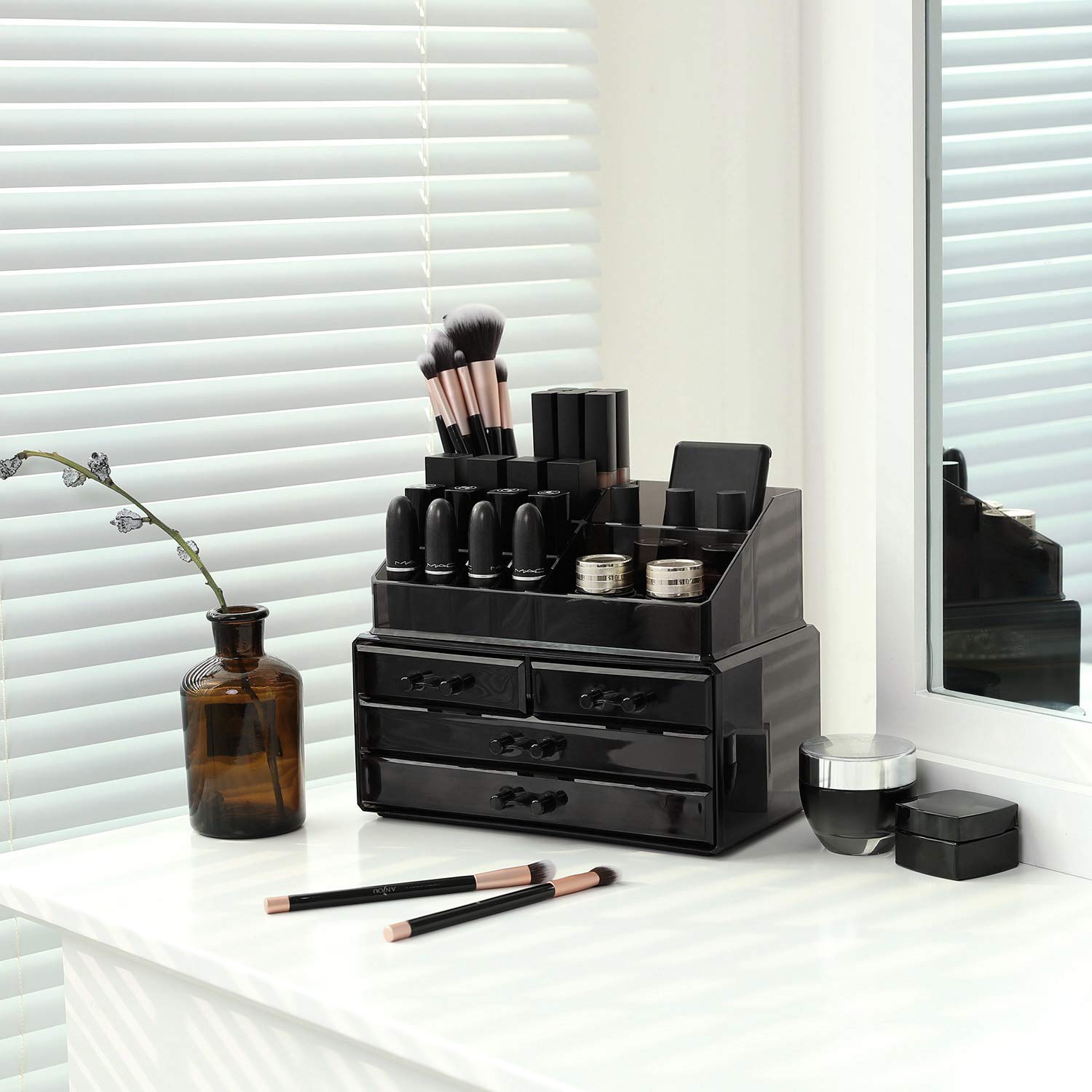 songmics-kosmetik-organizer-jka007bk-medium-schwarz-aus-acryl-mit-schubladen image 3