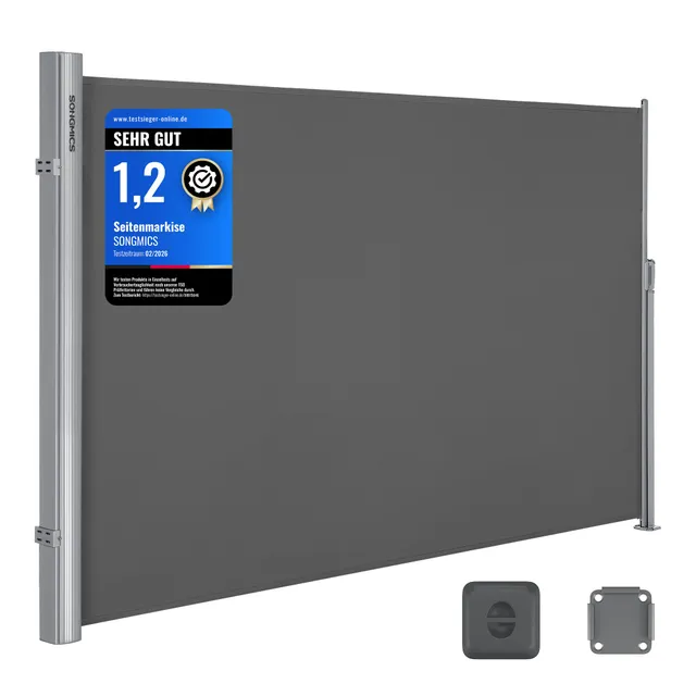 songmics-alu-seitenmarkise-ausziehbar-200-x-400-cm-anthrazit-gsa204g01 image 1