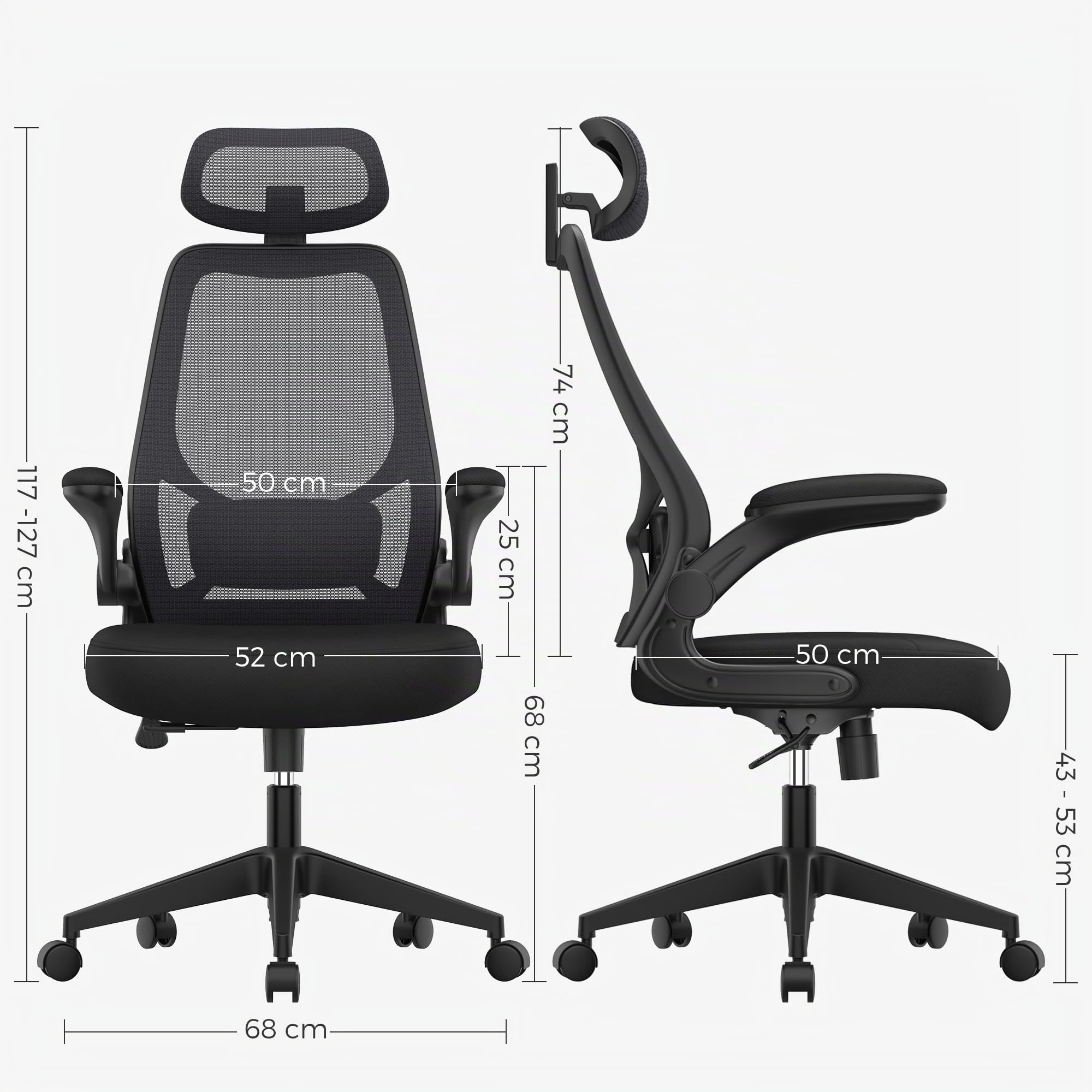 songmics-b-rostuhl-ergonomisch-drehbar-mit-armlehnen-und-kopfst-tze-schwarz image 3