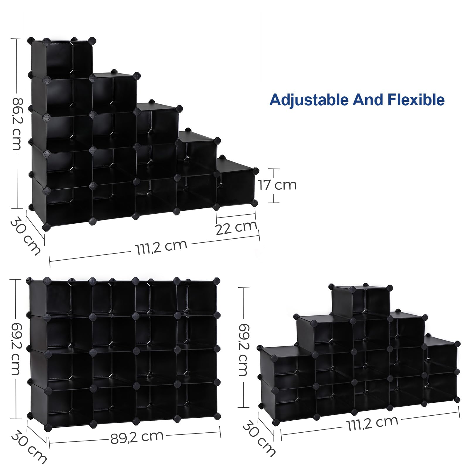 songmics-16-w-rfel-regal-diy-steckregal-30-x-111-2-x-86-2-cm-schwarz image 3