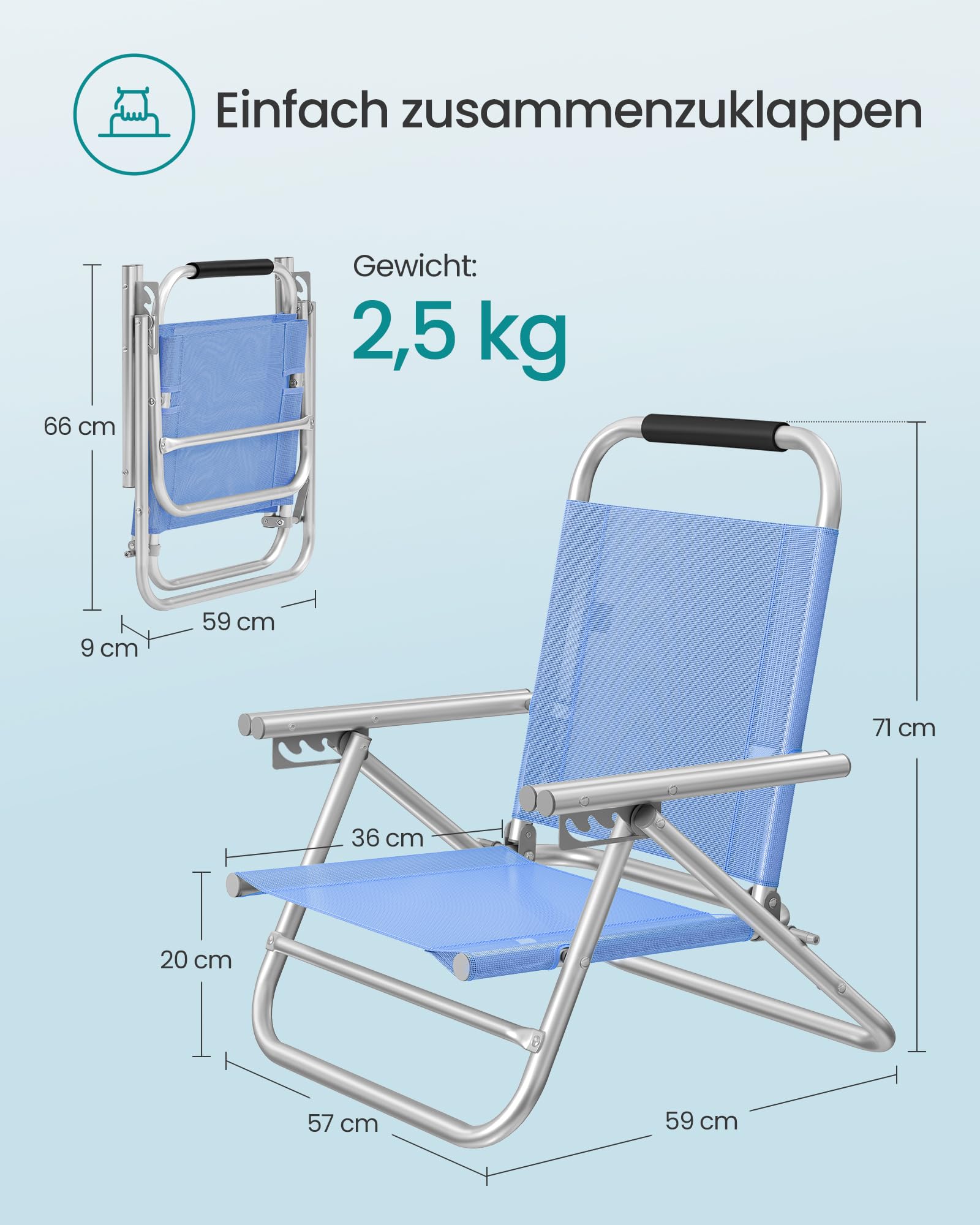 songmics-strandstuhl-tragbarer-klappstuhl-4-stufig-verstellbar-mit-armlehnen-3 image 2