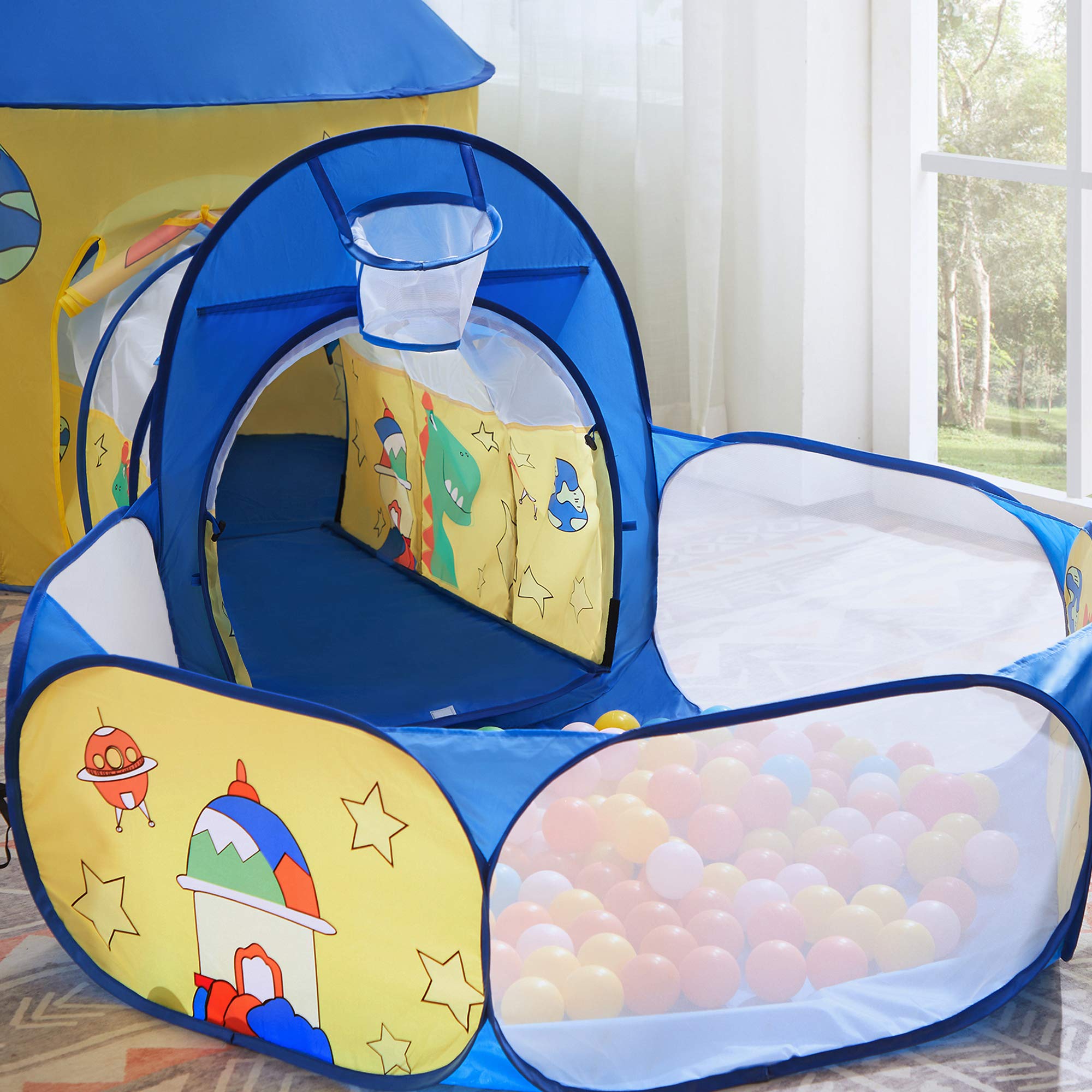 songmics-spielzelt-3-in-1-pop-up-zelt-mit-tunnel-und-b-llebad-inkl-basketballkor image 6