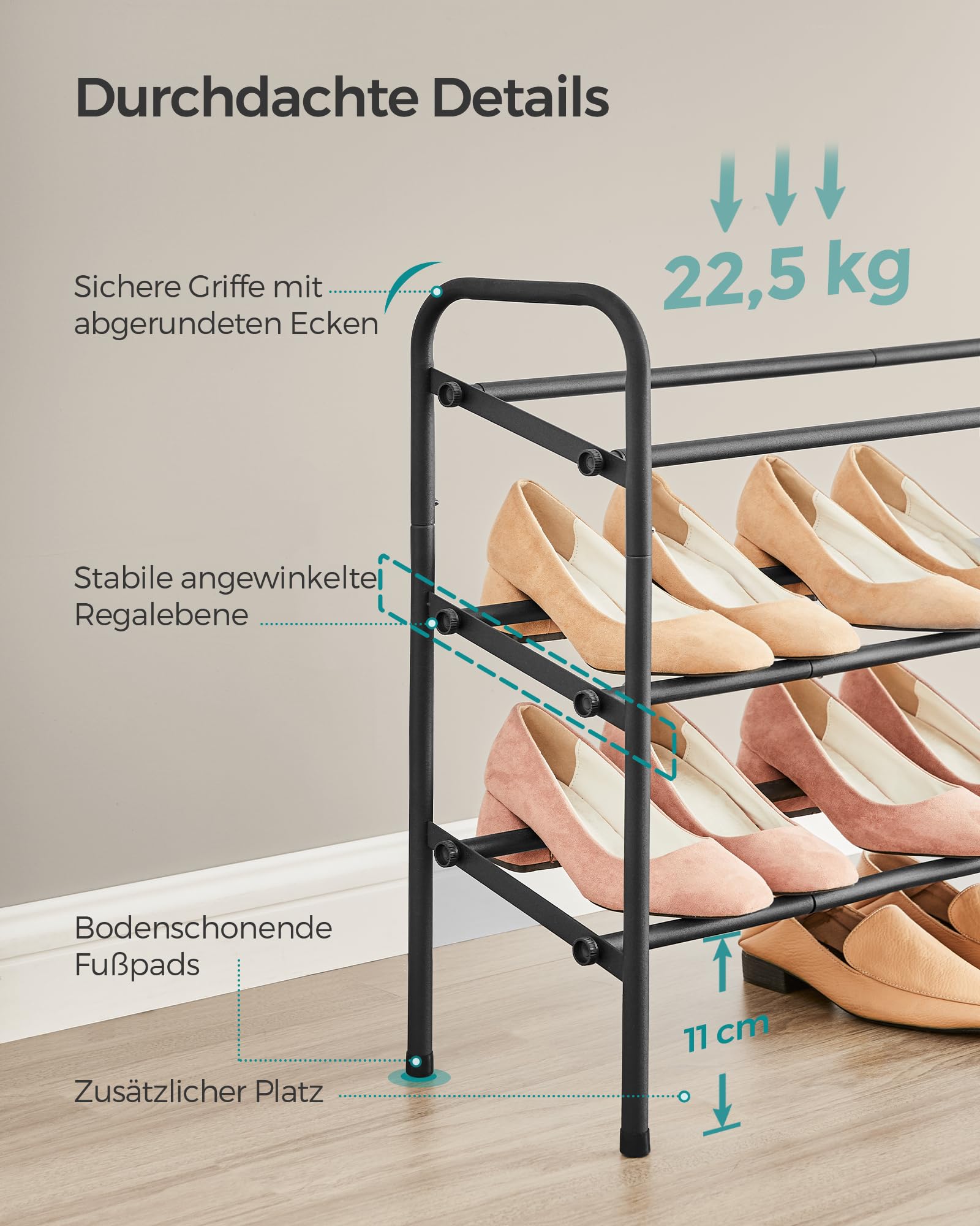 songmics-schuhregal-3-ebenen-ausziehbar-58-83-cm-tintenschwarz-lmr039b01 image 7