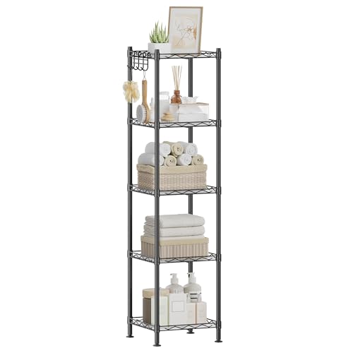 songmics-badezimmerregal-lgr23bk-standregal-5-ebenen-30-x-30-x-123-5-cm-schwarz- image 8