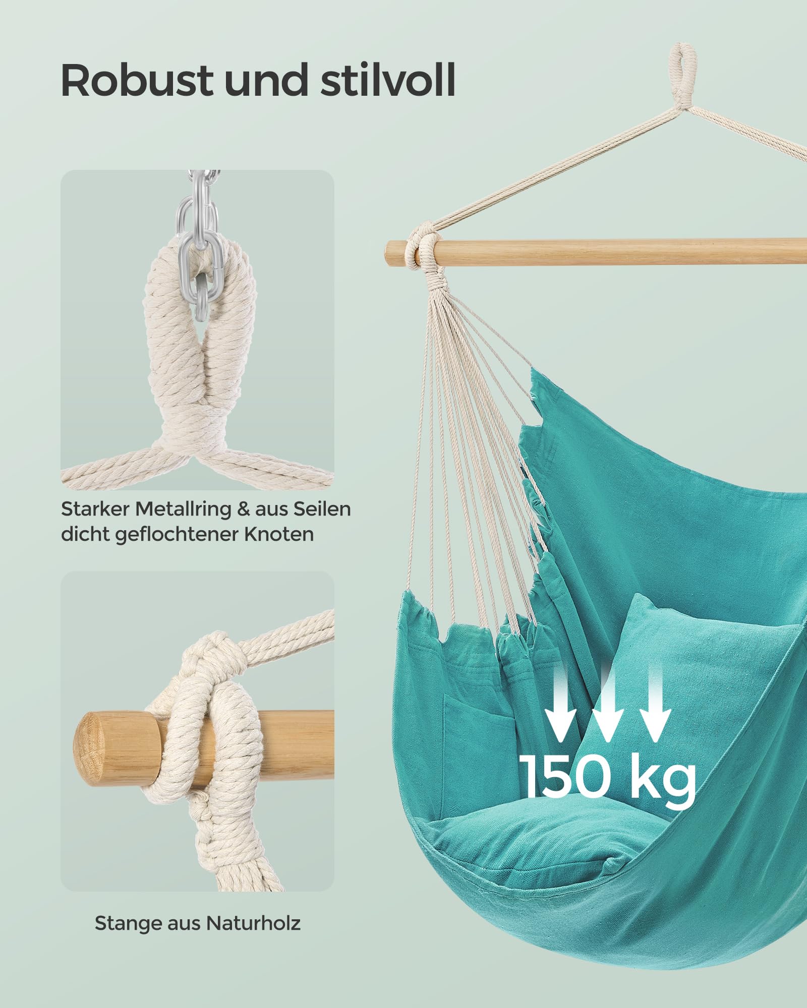 songmics-h-ngesessel-gdc187q02-h-ngestuhl-mintgr-n-mit-2-kissen image 4