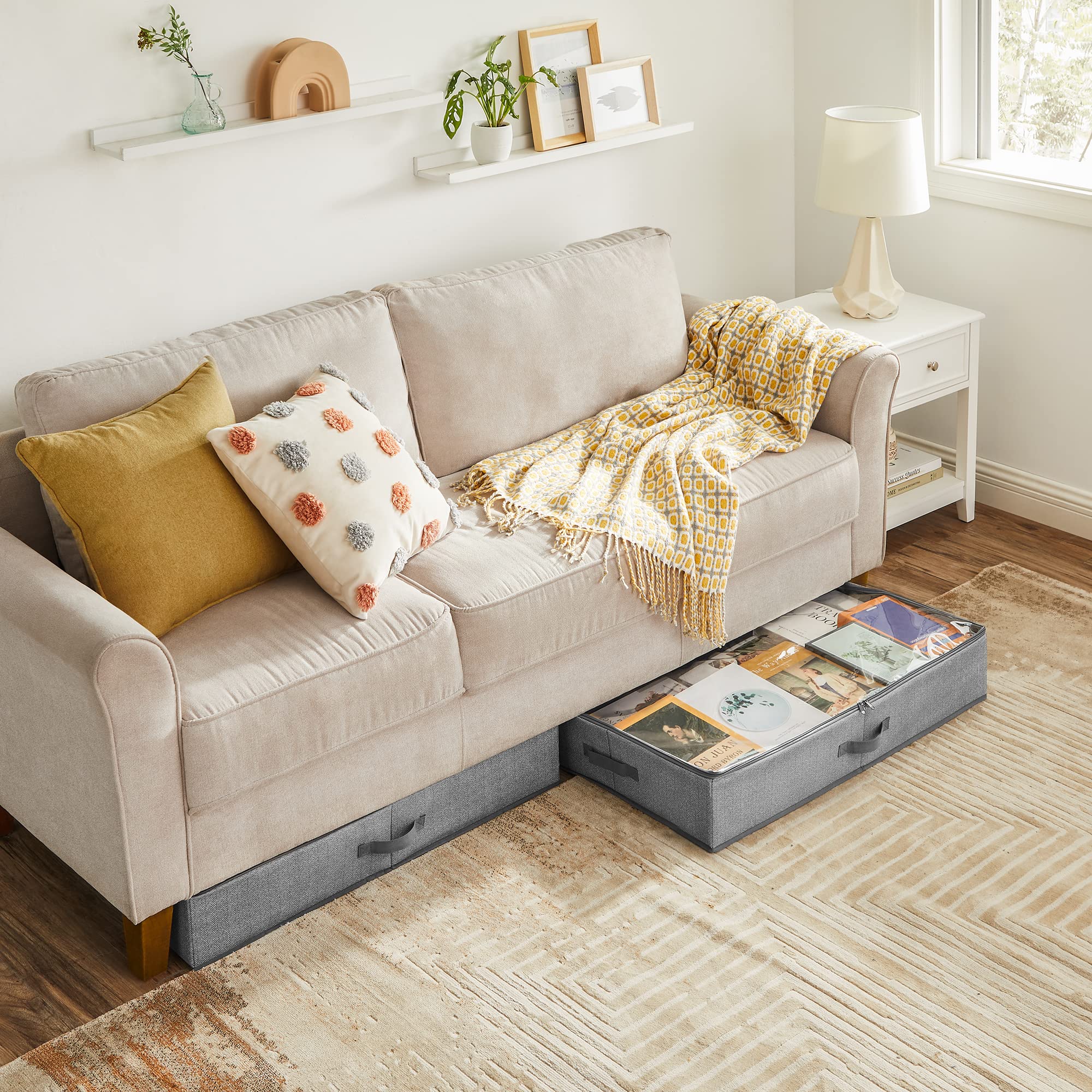 songmics-unterbett-aufbewahrungsboxen-2er-set-faltbar-grau image 2