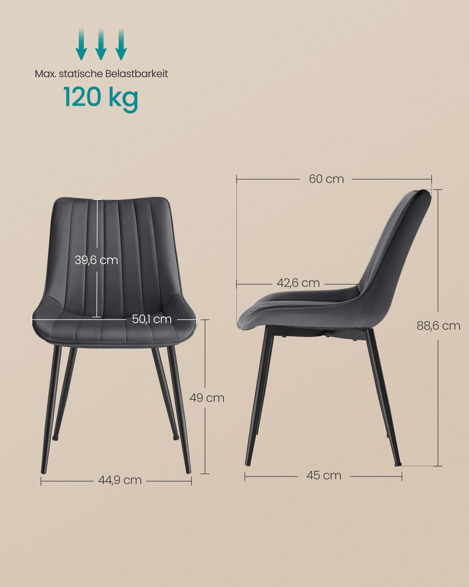 songmics-esszimmerst-hle-4er-set-samt-grau-tintenschwarz-ldc090g54 image 3