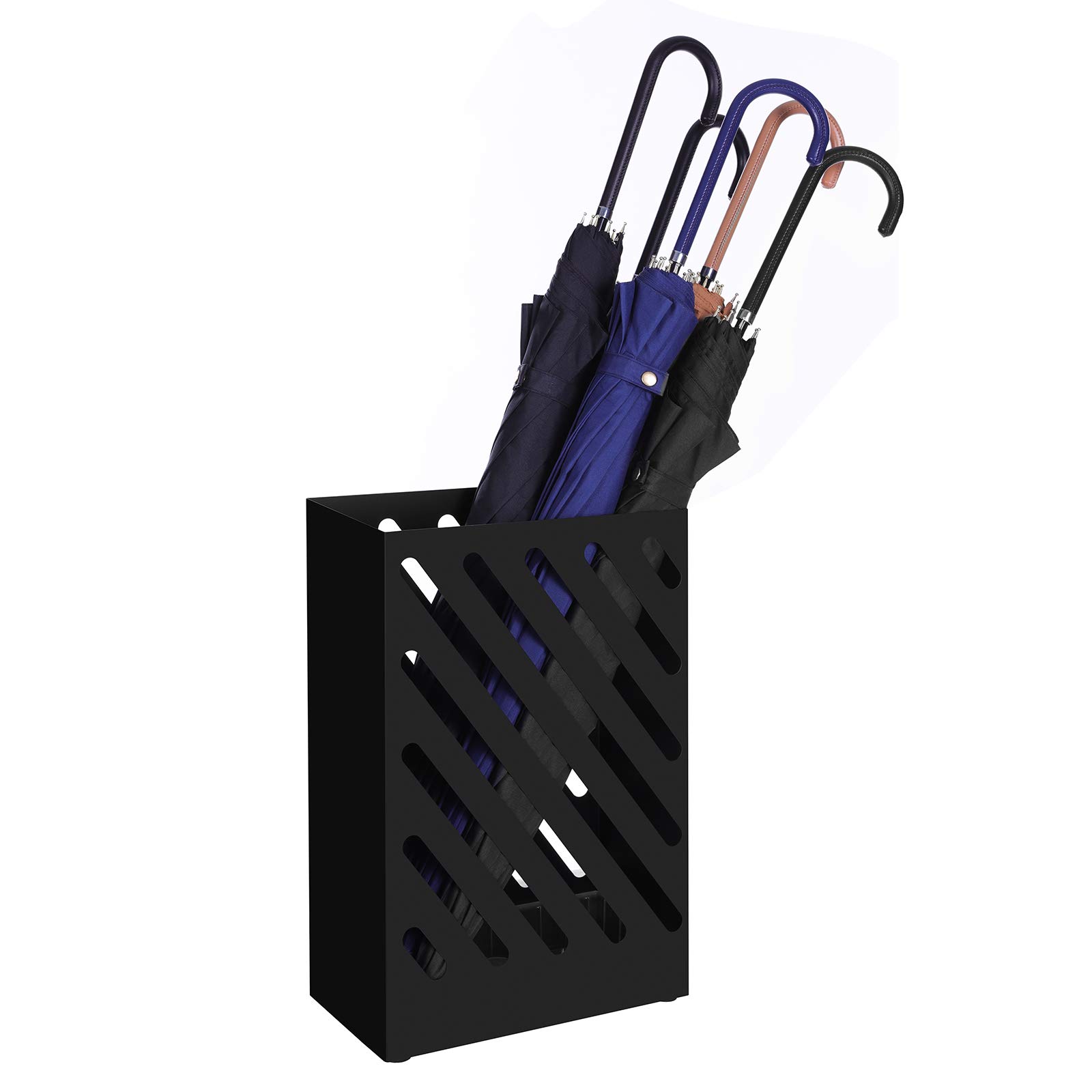 songmics-regenschirmst-nder-rechteckig-metall-schwarz-mit-haken-luc03bk image 2
