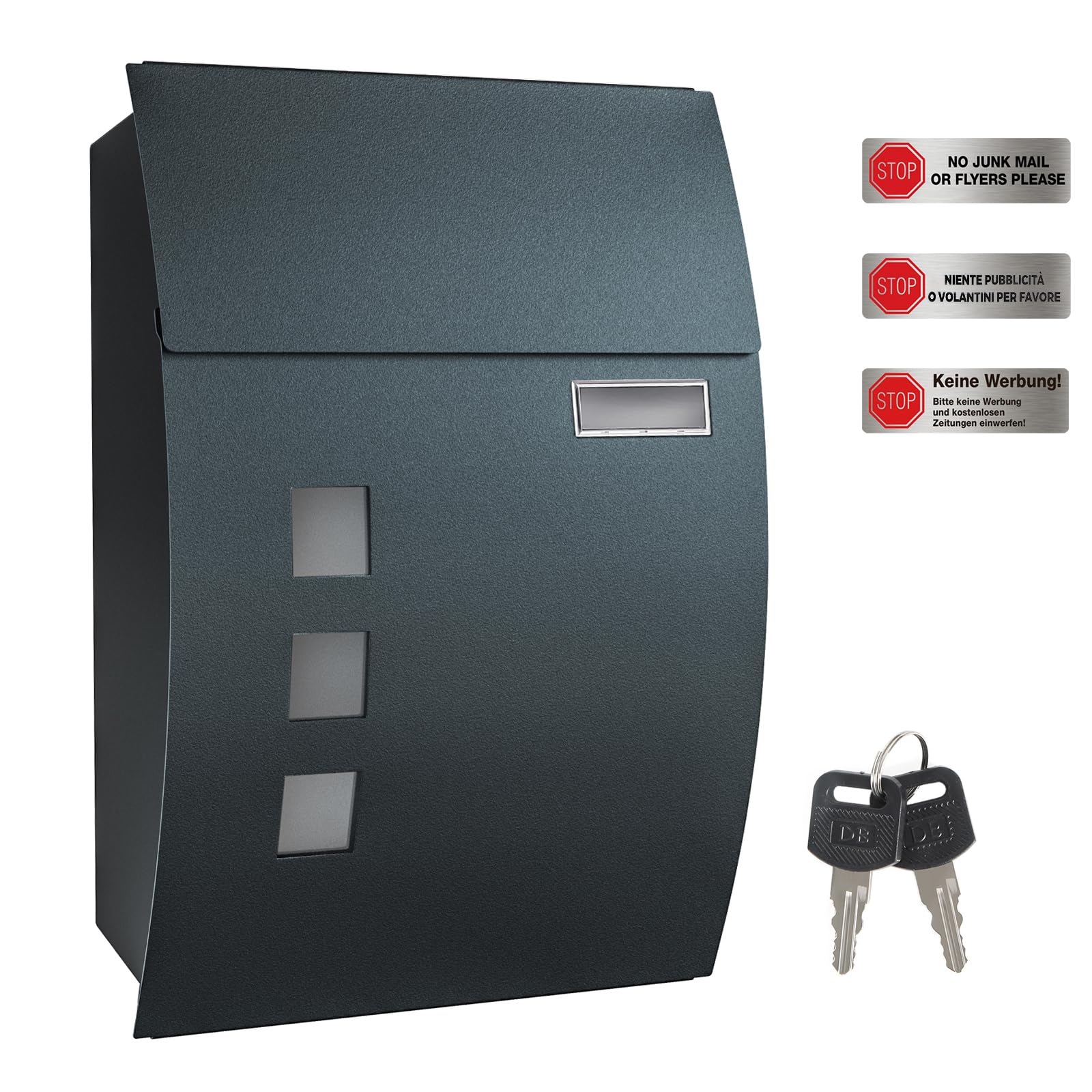 songmics-wandbriefkasten-gmb030g02-grau-anthrazit-mit-sichtfenster image 1