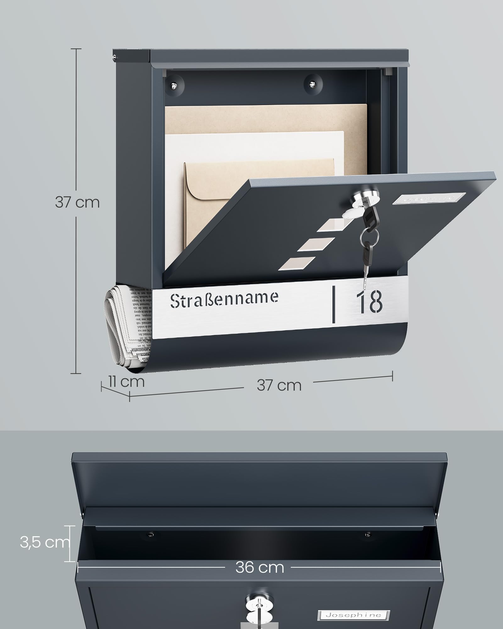 songmics-briefkasten-personalisiert-mit-namensschild-und-schloss image 4