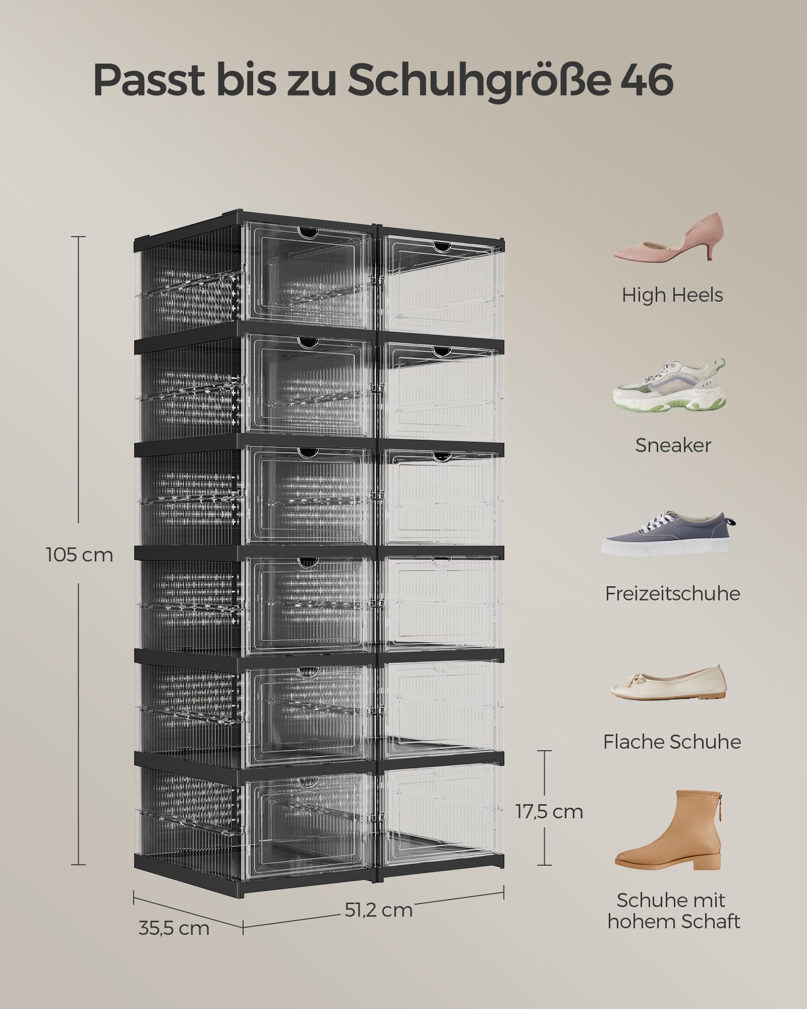 songmics-schuhschrank-2er-set-mit-12-schuhboxen-transparent-tintenschwarz-lsp206 image 2
