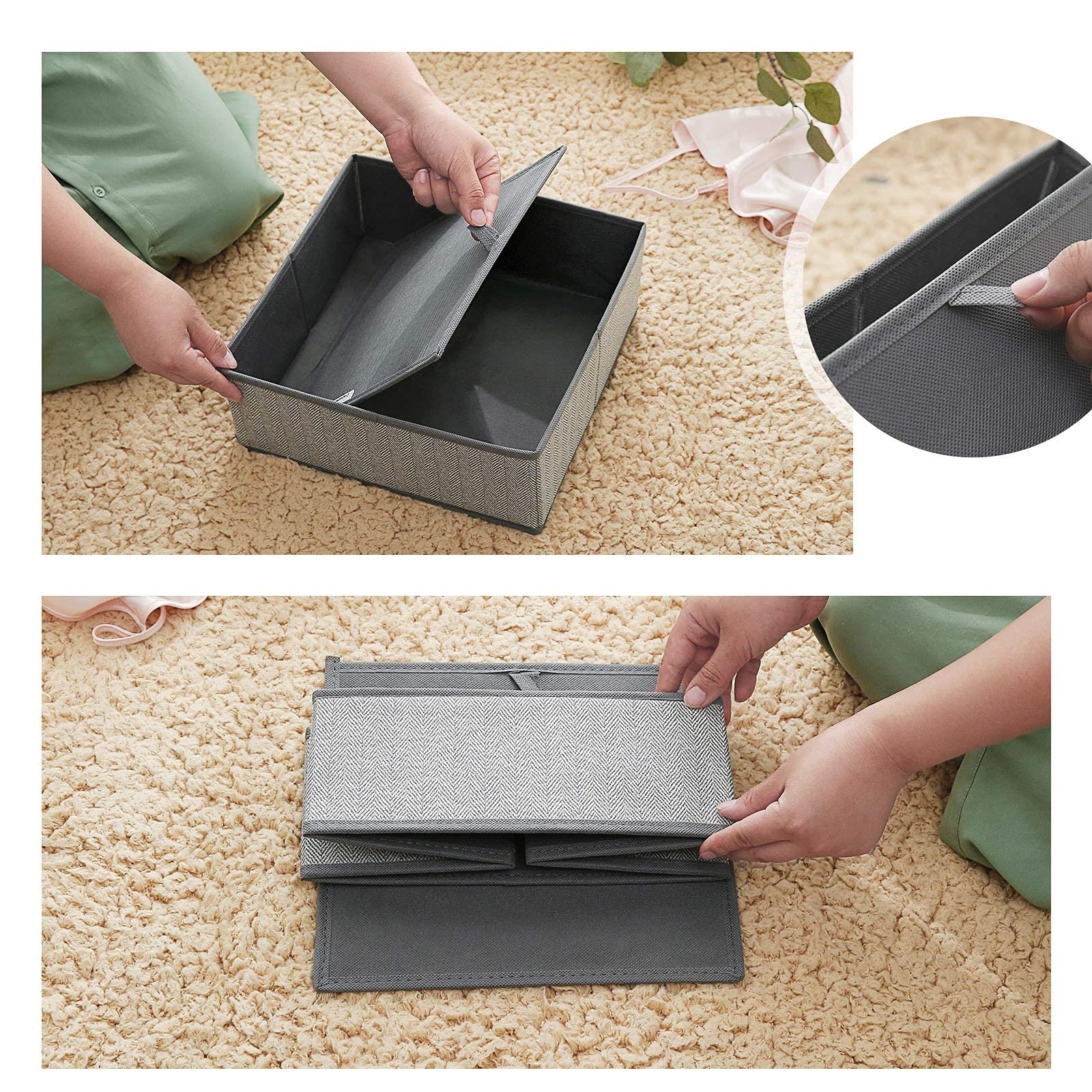 songmics-schubladen-organizer-6er-set-stoffboxen-grau image 4