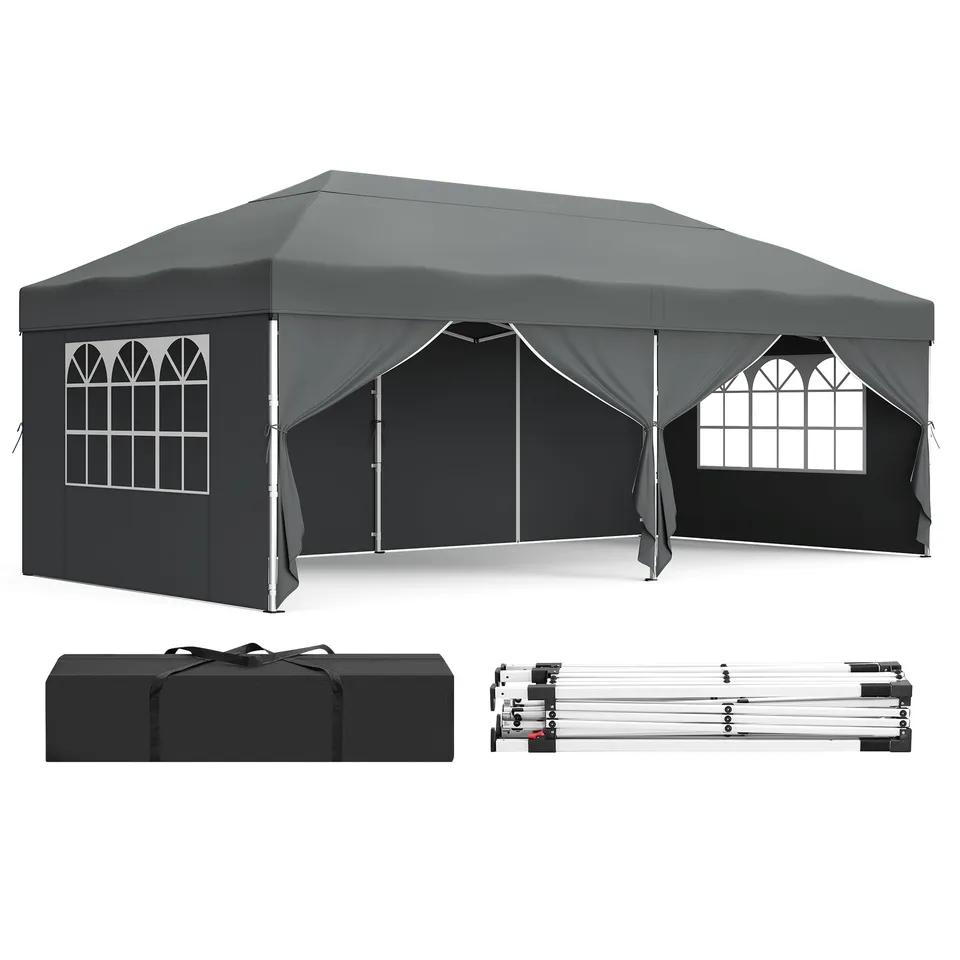 songmics-faltpavillon-3-x-6-m-mit-seitenw-nden-upf-50-dunkelgrau-gct204gz01 image 1