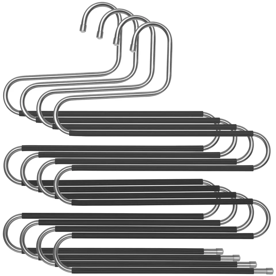 songmics-hosenb-gel-cri043bk-4er-set-s-form-metall-f-r-je-5-hosen-silbern-schwar image 1