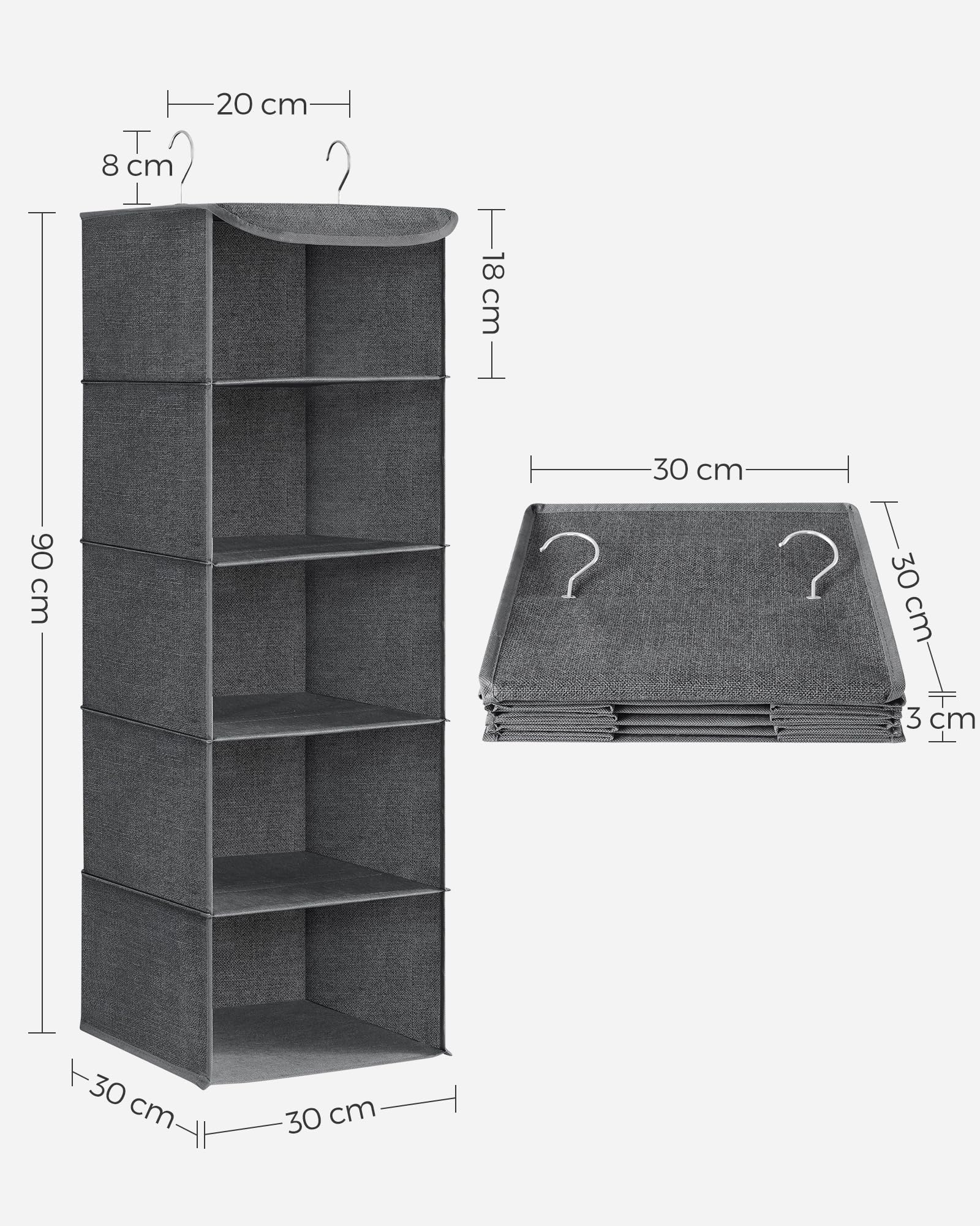 songmics-h-ngeorganizer-rch005g02-2er-set-grau-h-ngeregal-5-ebenen-faltbar image 3