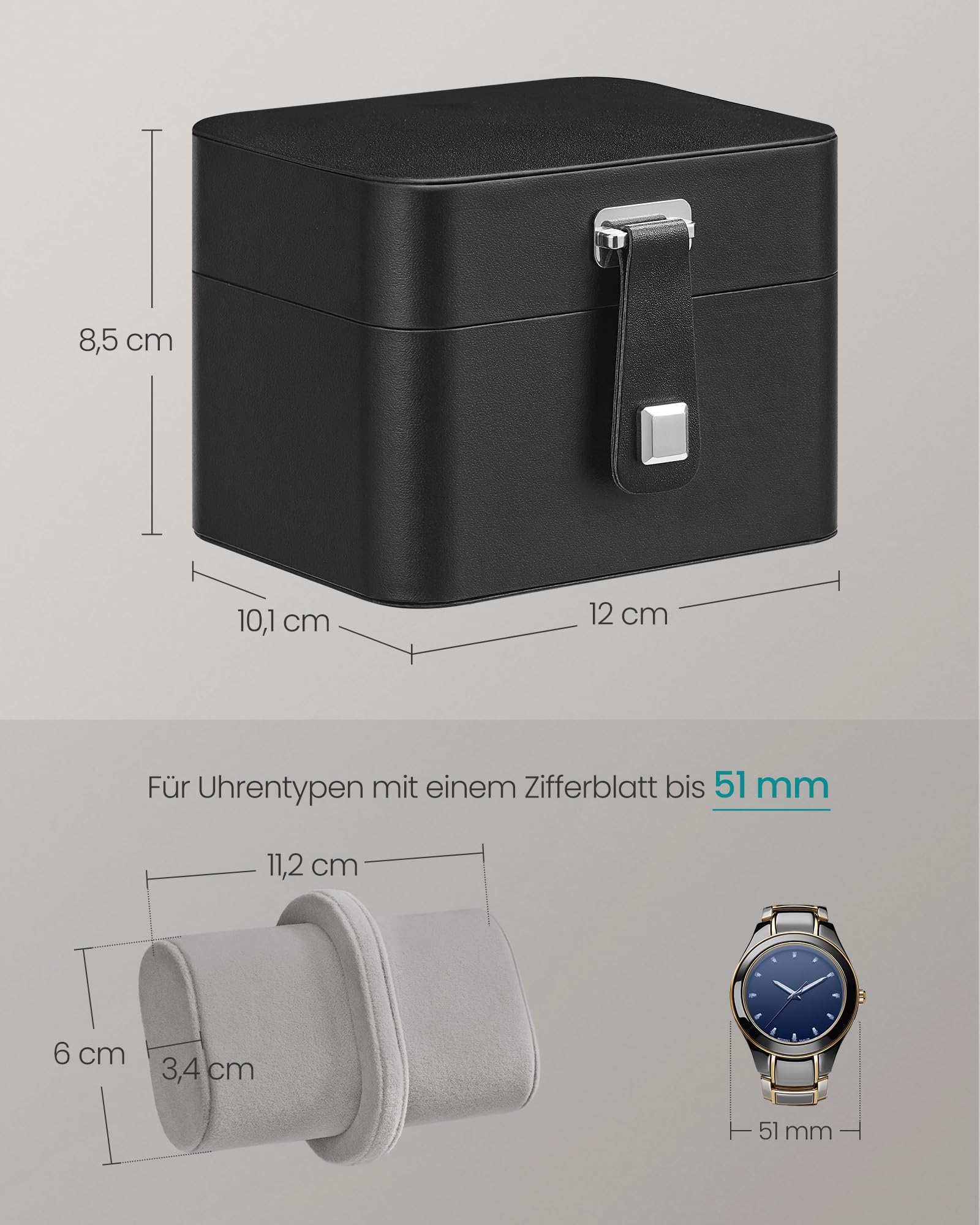 songmics-uhrenbox-mit-2-f-chern-jwb029gd01-10-1-x-12-x-8-5-cm-schwarz image 5
