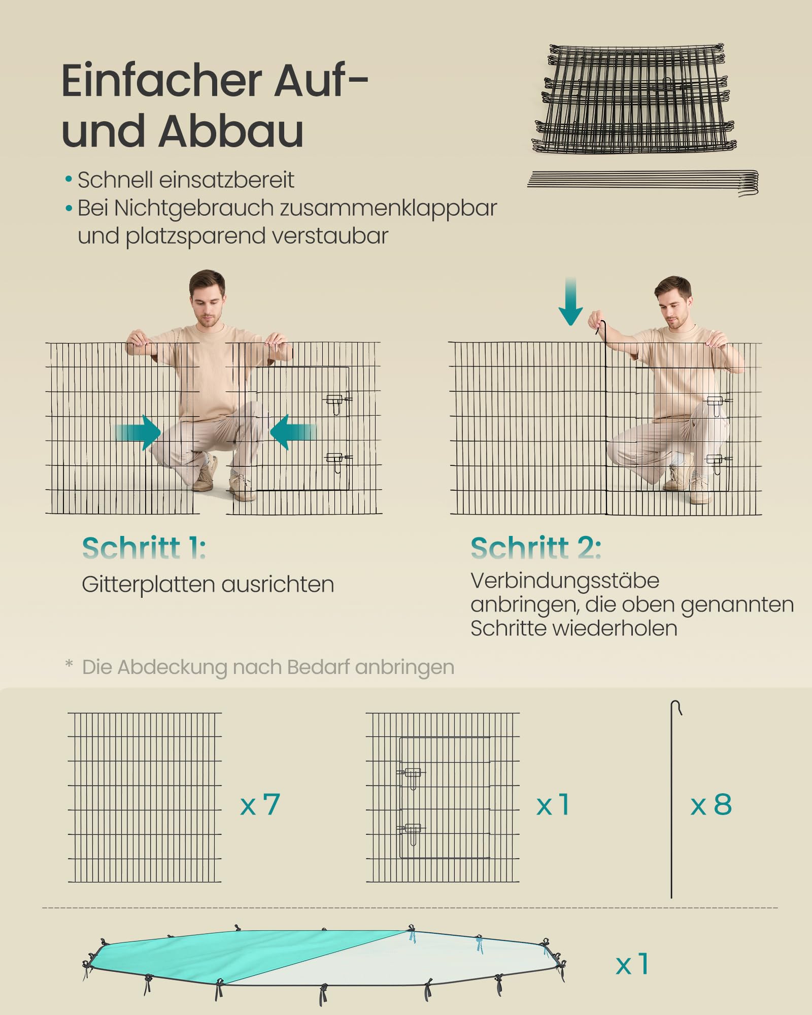 songmics-kleintiergehege-freilaufgehege-8-gitterplatten-mit-abdeckung image 5