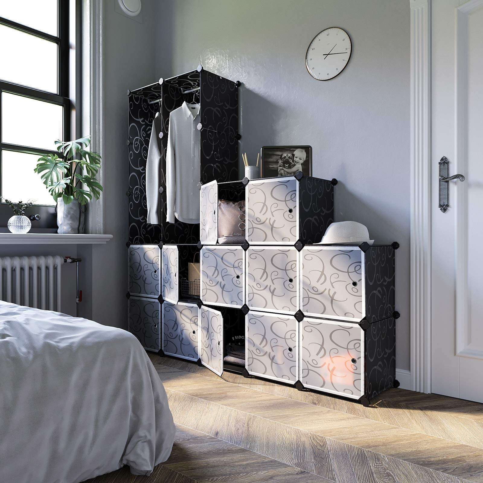 songmics-kleiderschrank-steckregal-lpc30h-143-x-178-x-36-cm-schwarz-mit-2-kleide image 4