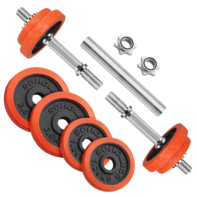 songmics-hantelset-syl20lra-gusseisen-verstellbar-kurzhantel-langhantel-orange image 1