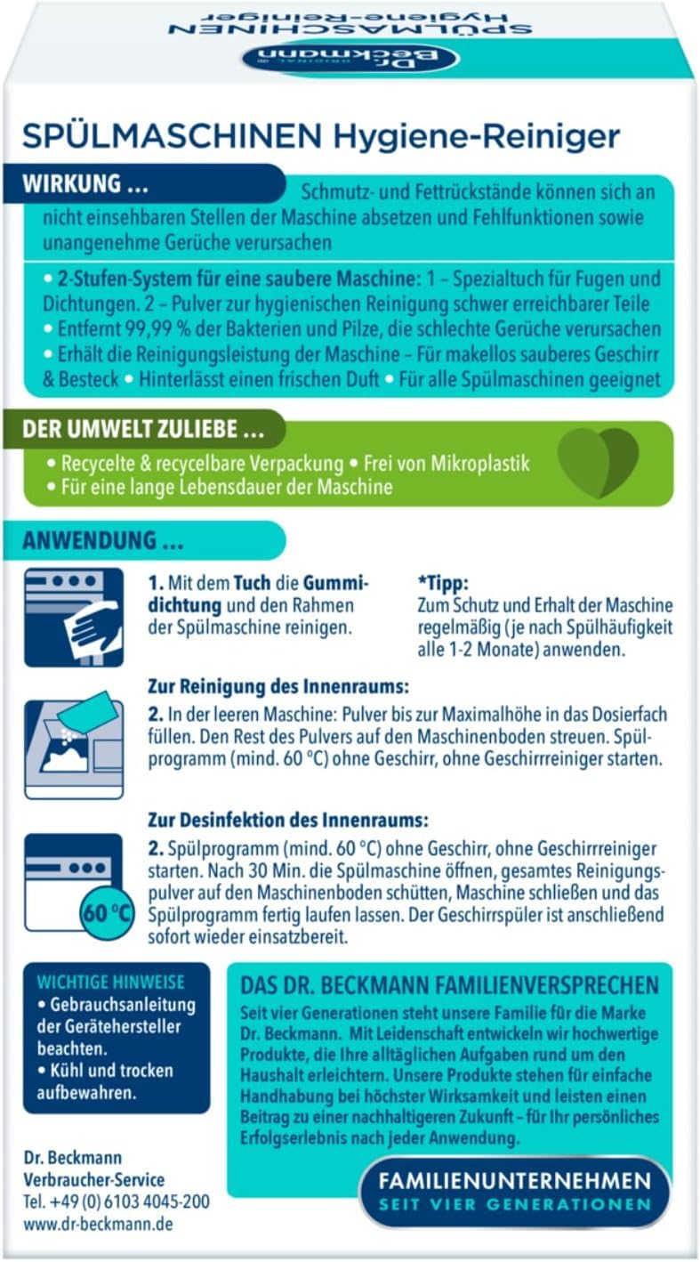dr-beckmann-sp-lmaschinen-hygiene-reiniger-75-g-tuch-f-r-innenraum-sieb-dichtung image 2