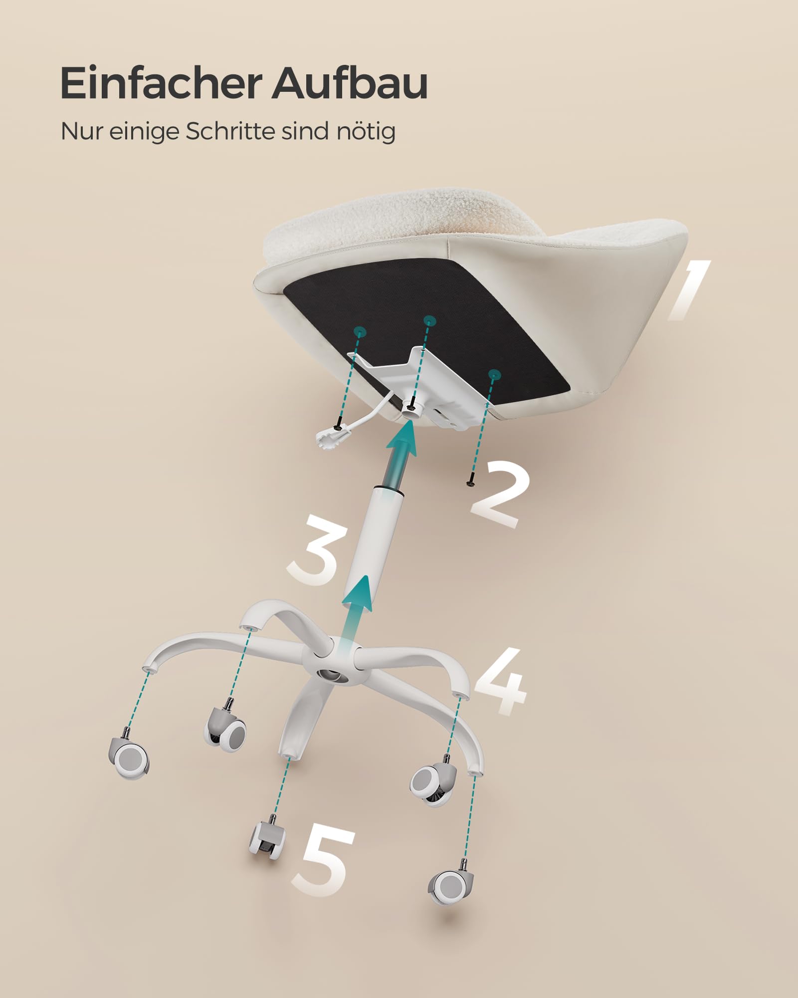 songmics-drehstuhl-sherpa-schminkstuhl-h-henverstellbar-beige-wei-obg020w01 image 8