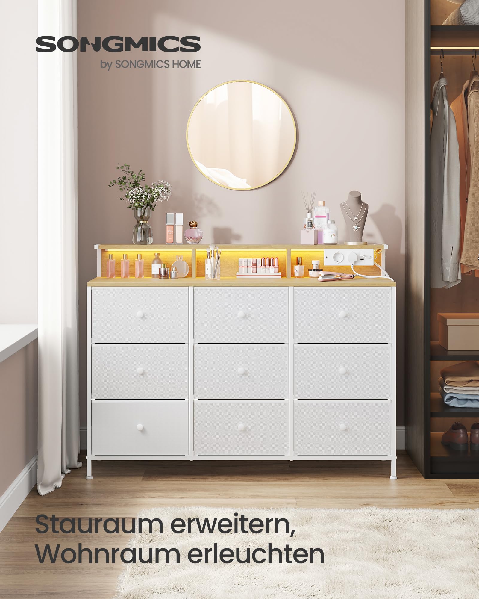 songmics-kommode-9-schubladen-mit-led-114-cm-wei image 4