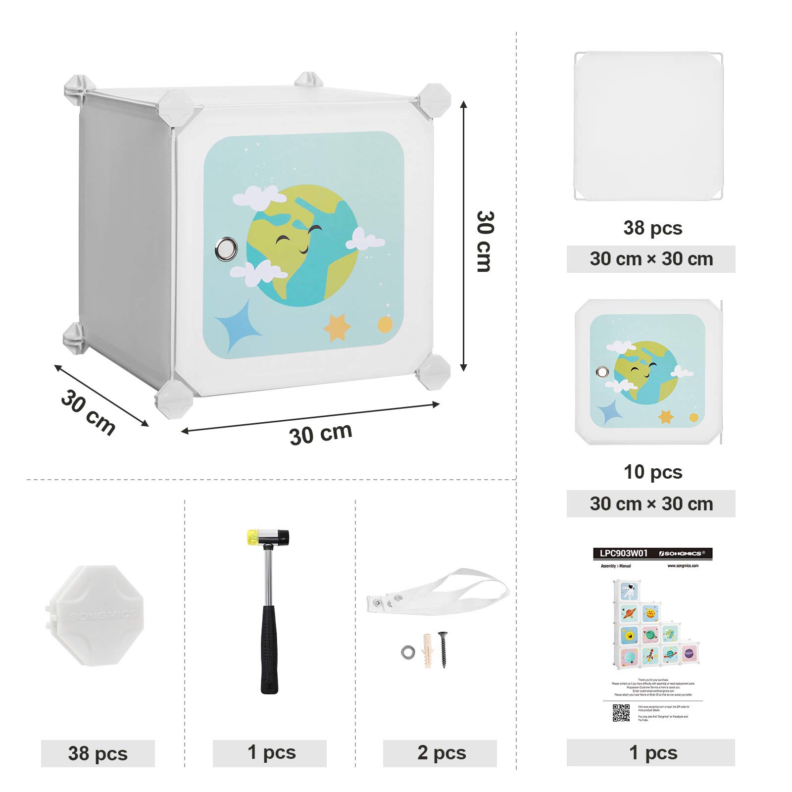 songmics-kinder-aufbewahrungsschrank-lpc903w01-10-w-rfel-123x31x123-cm-wei image 3